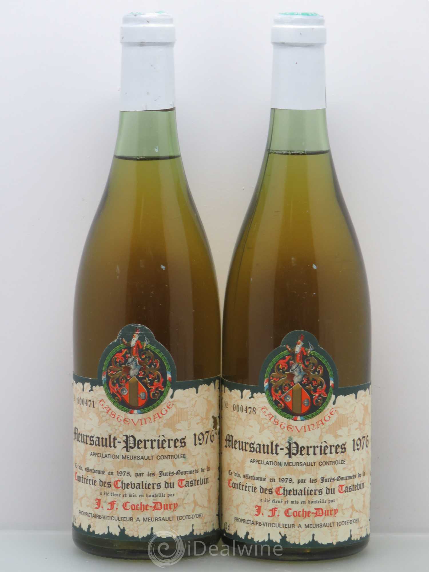 Meursault 1er Cru Perrières Coche Dury (Domaine) Confrérie des Chevaliers du Tastevin 1976 - Lot of 2 bottles - 0