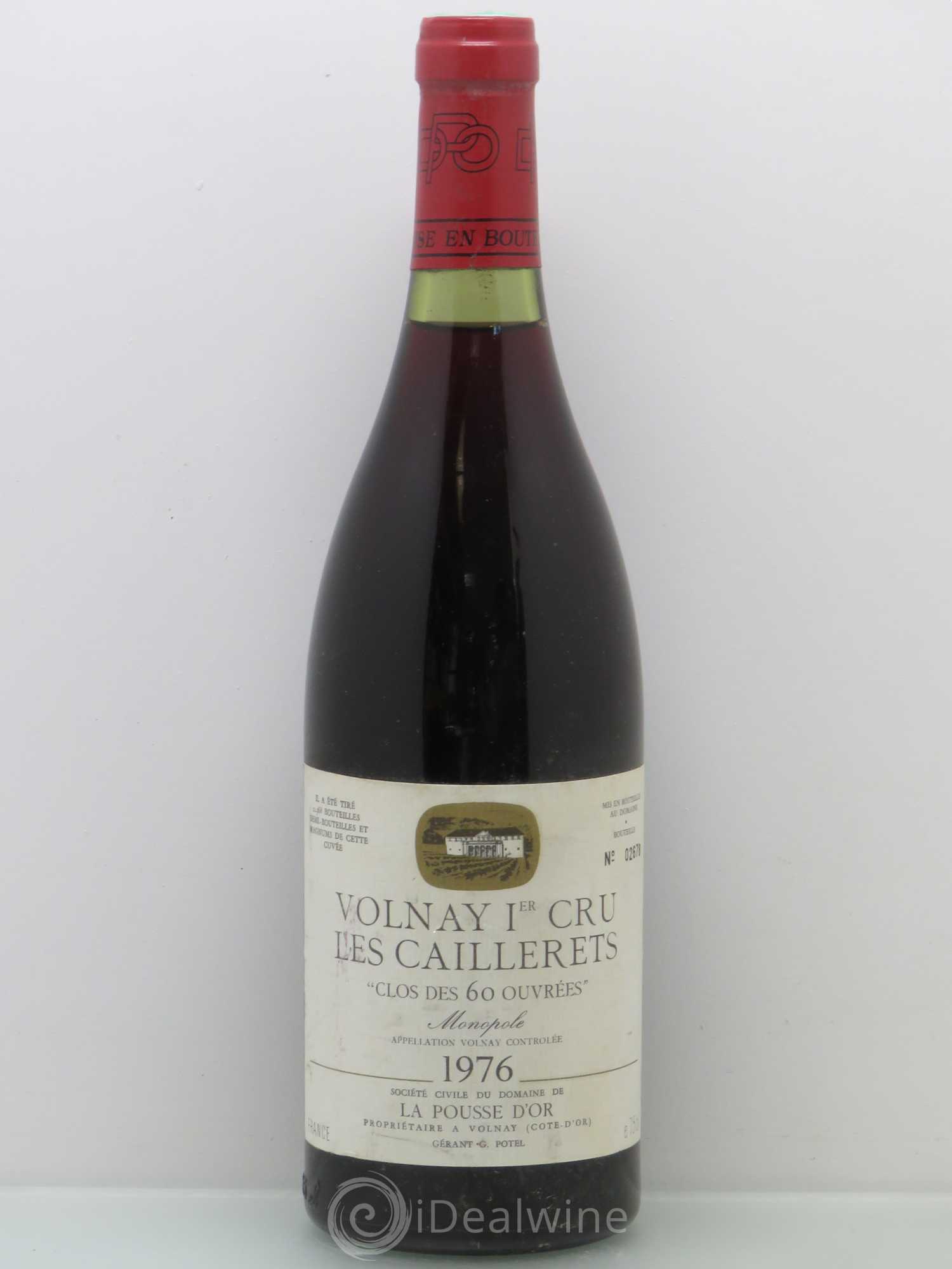 Volnay 1er Cru Clos des 60 ouvrées La Pousse d'Or (Domaine de) 1976 - Lot de 1 bouteille - 0
