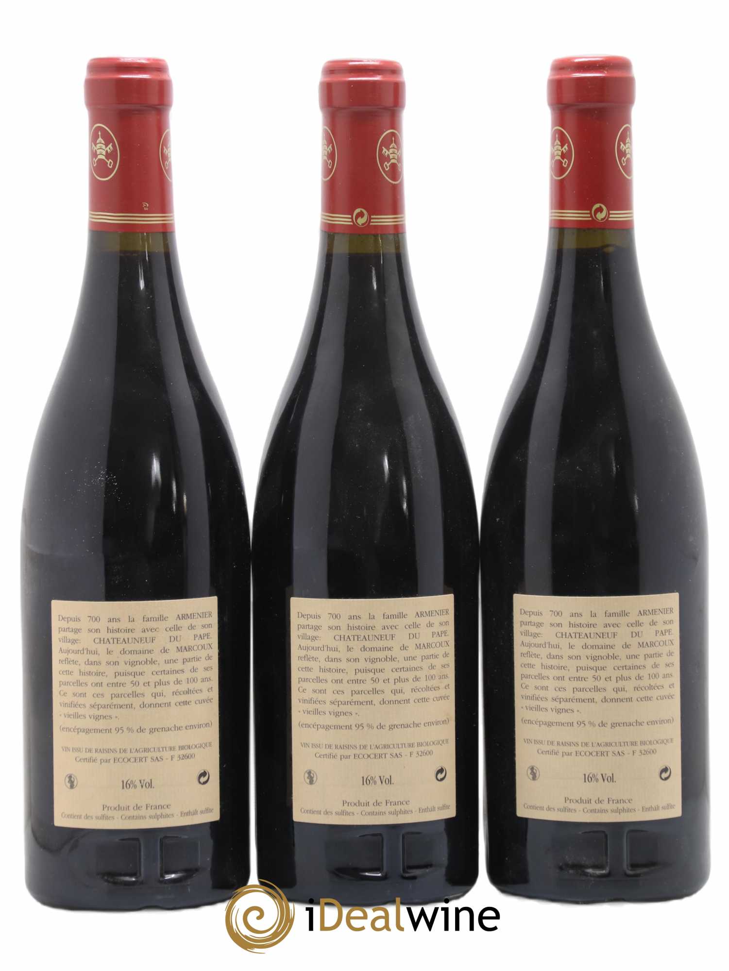 Châteauneuf-du-Pape Vieilles Vignes Marcoux (Domaine de) 2007 - Lot de 3 bouteilles - 1