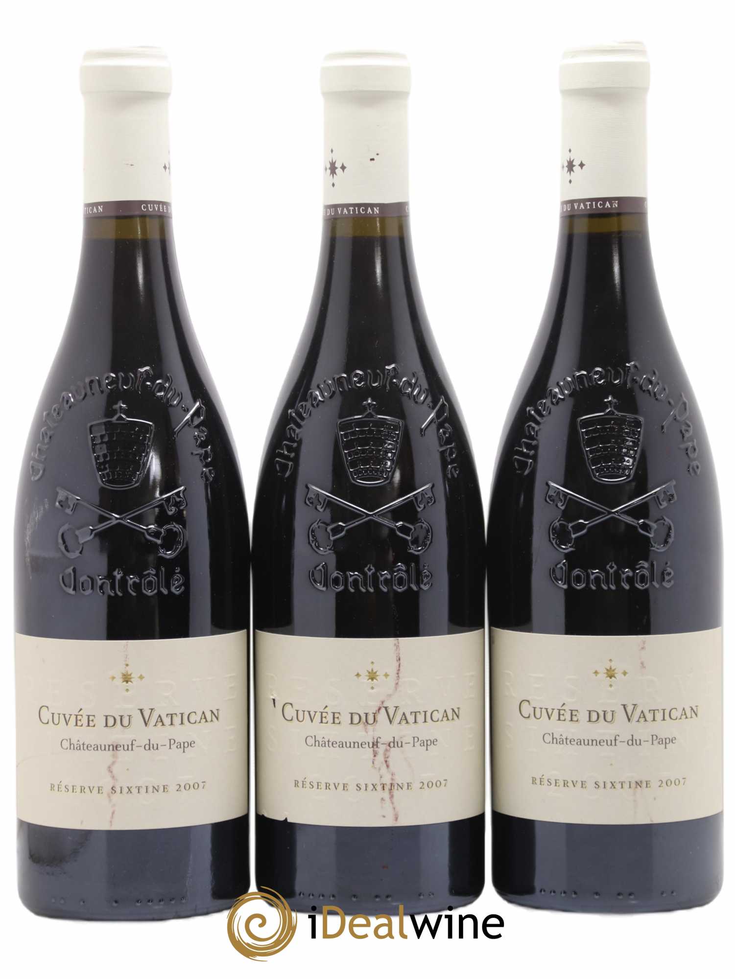 Châteauneuf-du-Pape Cuvée du Vatican Réserve Sixtine Famille Diffonty 2007 - Lot de 3 bouteilles - 0