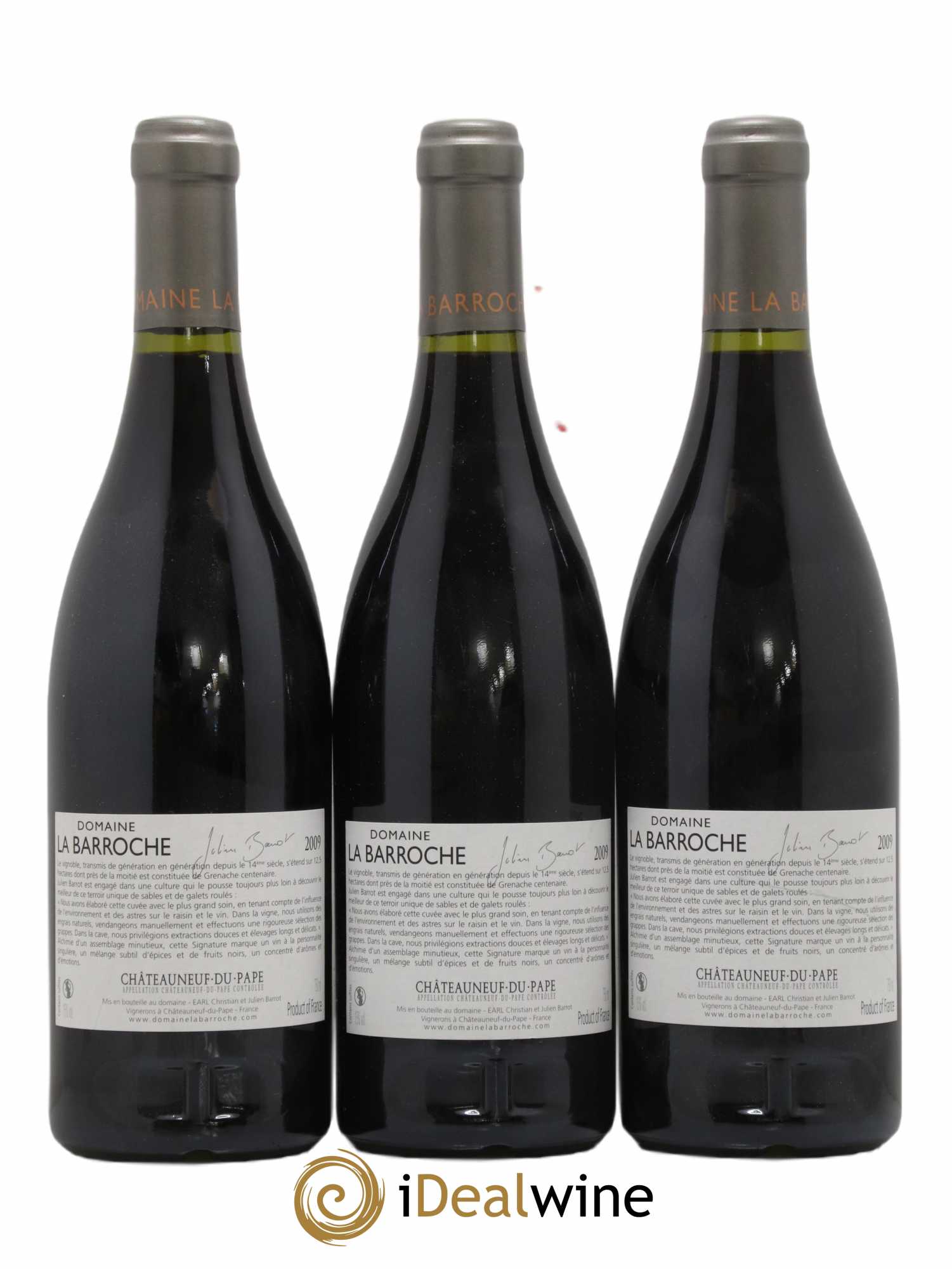 Châteauneuf-du-Pape La Barroche (Domaine de) Signature Julien Barrot 2009 - Lot de 3 bouteilles - 1