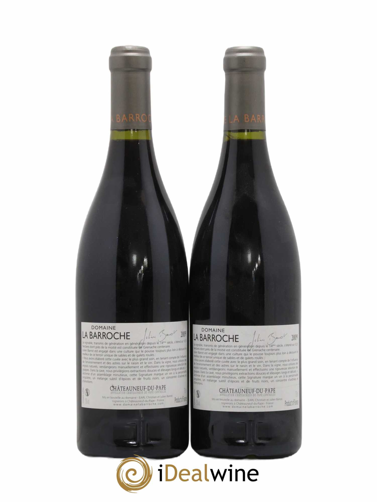 Châteauneuf-du-Pape La Barroche (Domaine de) Signature Julien Barrot 2009 - Lot de 2 bouteilles - 1