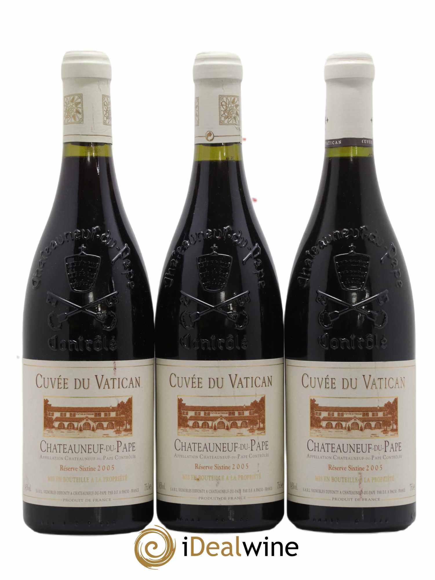 Châteauneuf-du-Pape Cuvée du Vatican Réserve Sixtine Famille Diffonty 2005 - Lot de 3 bouteilles - 0