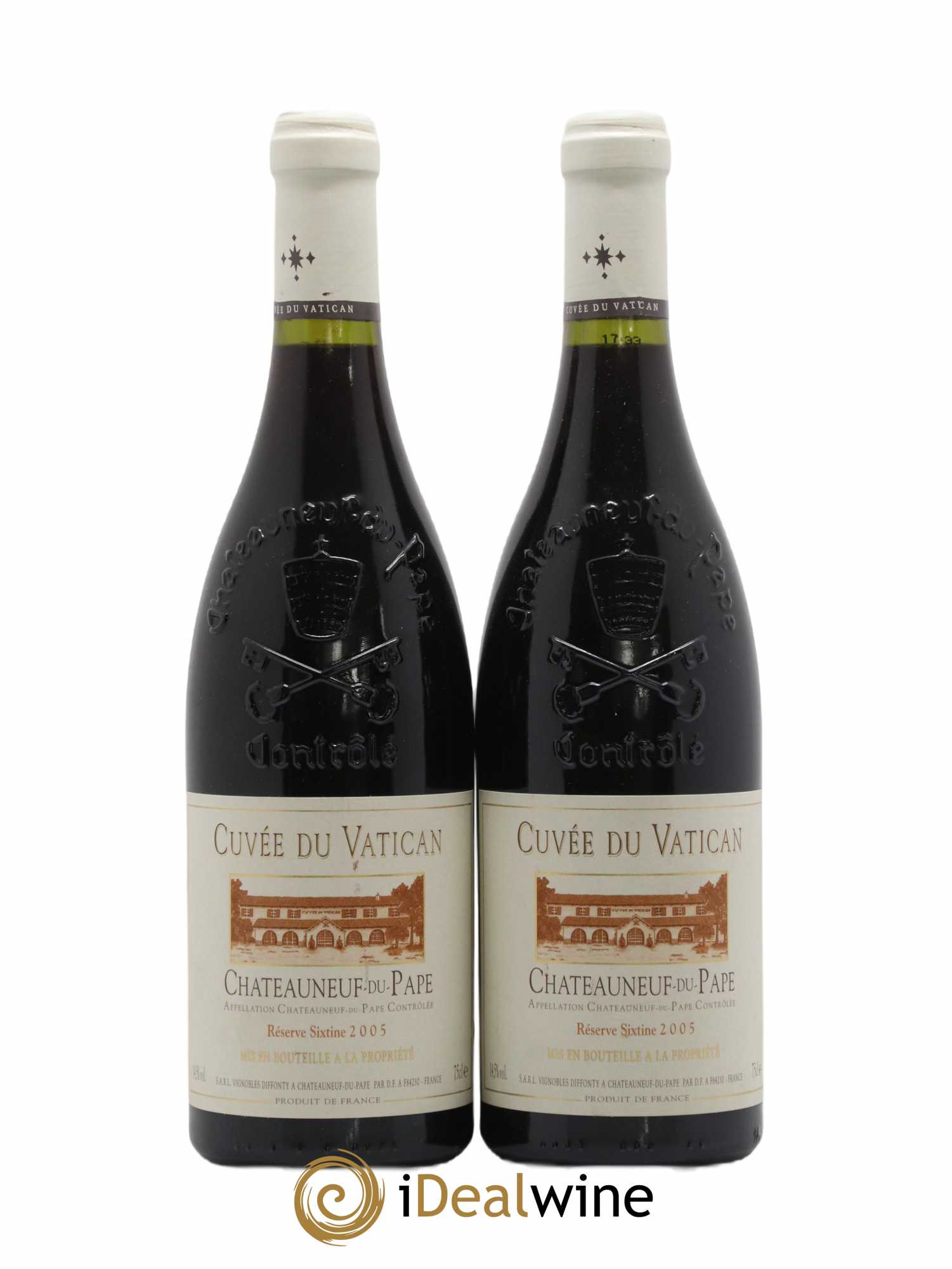 Châteauneuf-du-Pape Cuvée du Vatican Réserve Sixtine Famille Diffonty 2005 - Lot de 2 bouteilles - 0