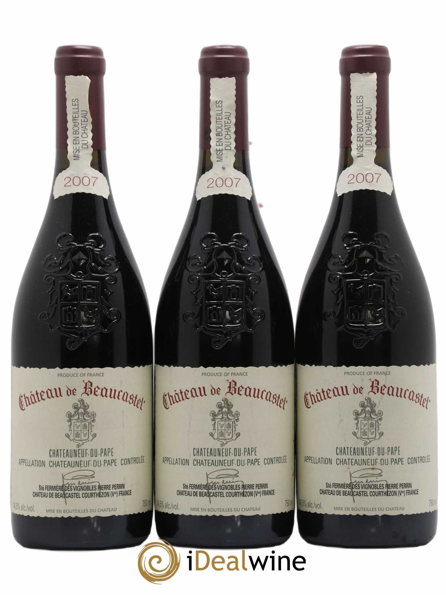 Châteauneuf-du-Pape Château de Beaucastel Famille Perrin 2007 - Lot de 3 bouteilles - 0