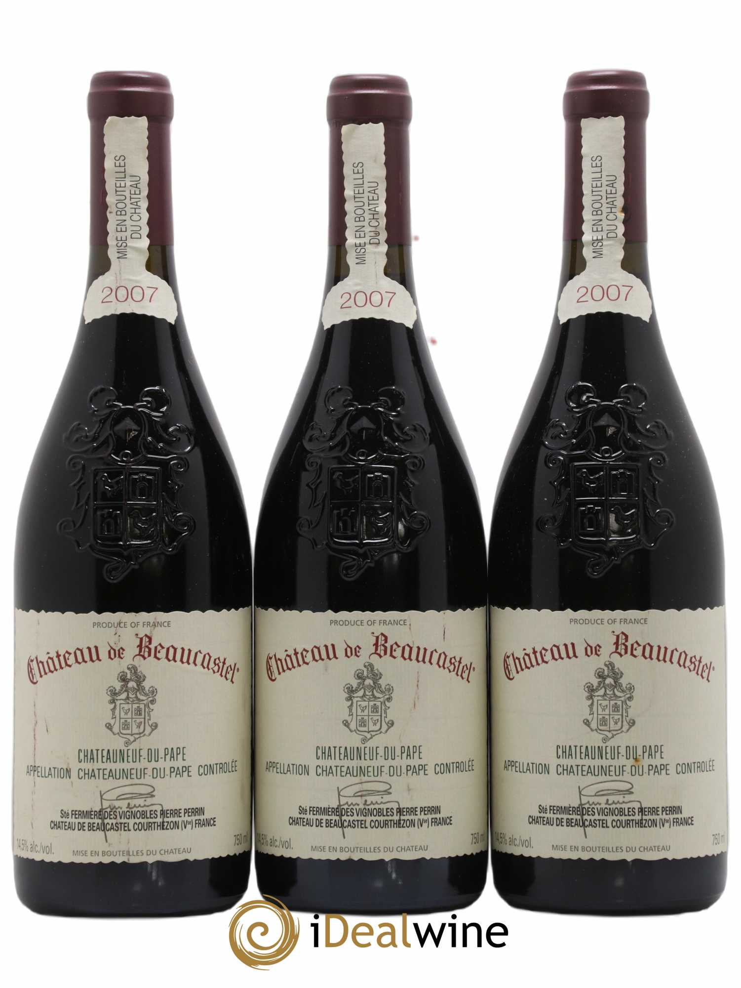 Châteauneuf-du-Pape Château de Beaucastel Famille Perrin 2007 - Lot de 3 bouteilles - 0