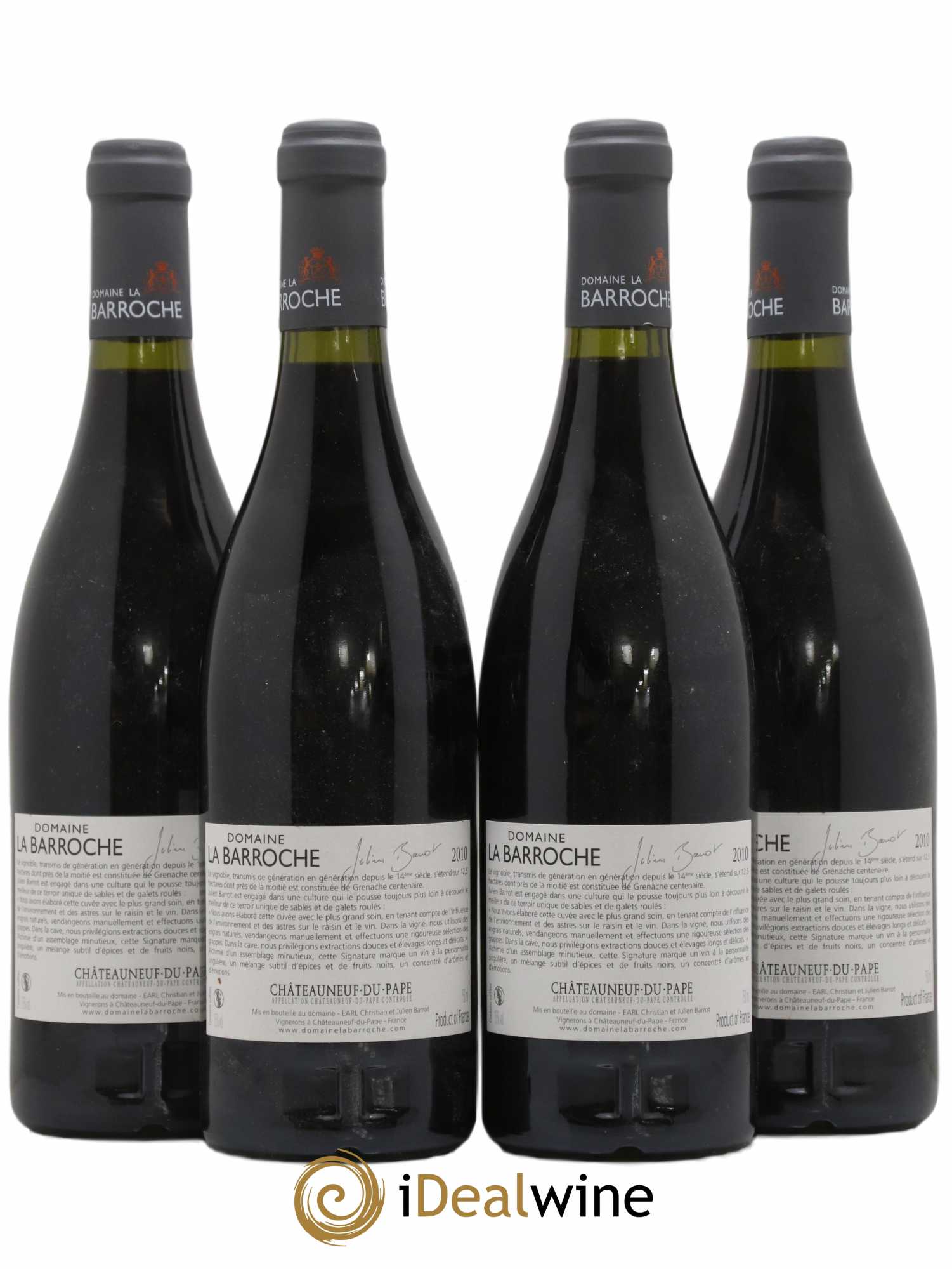 Châteauneuf-du-Pape La Barroche (Domaine de) Signature Julien Barrot 2010 - Lot de 4 bouteilles - 1