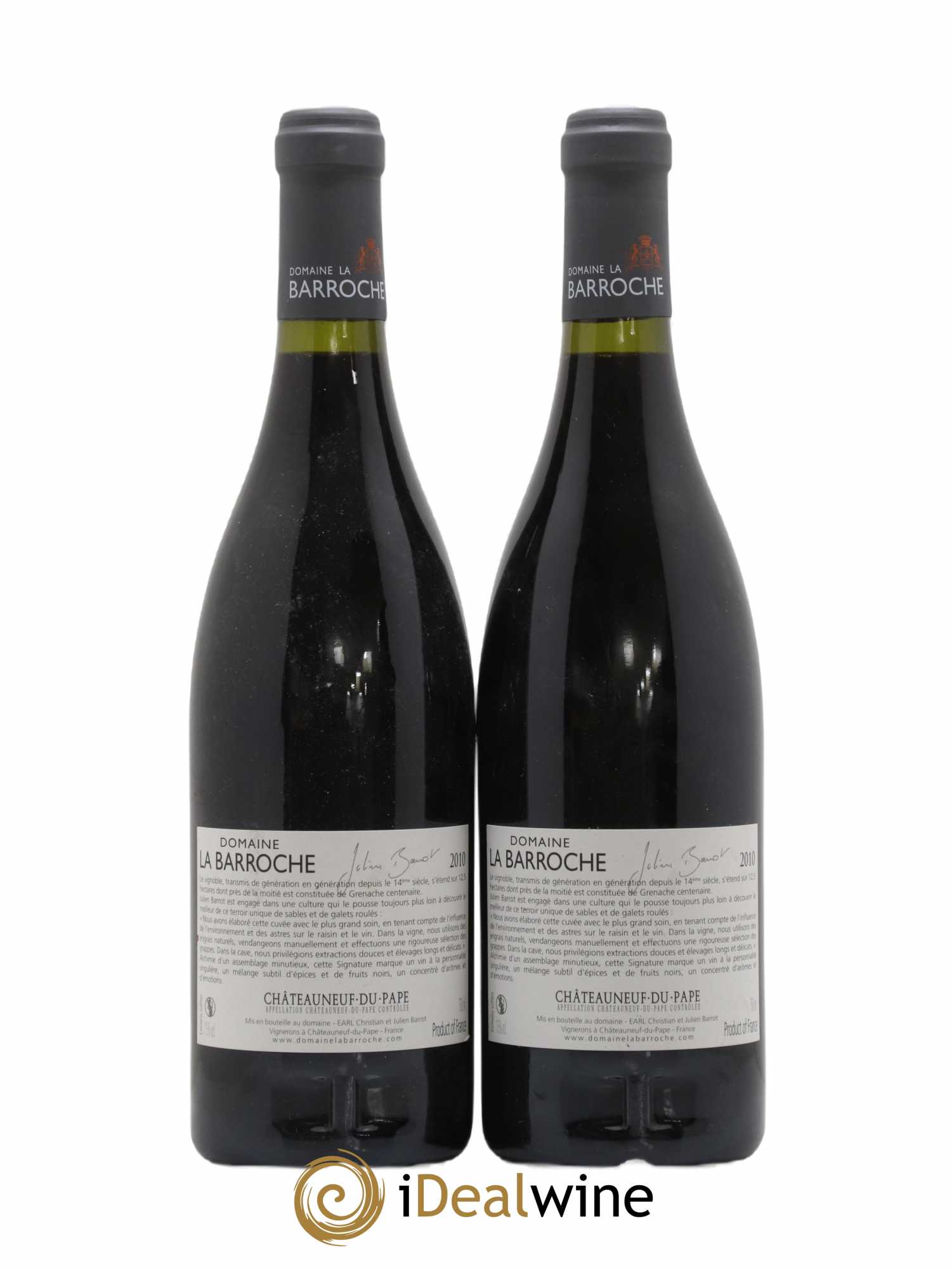 Châteauneuf-du-Pape La Barroche (Domaine de) Signature Julien Barrot 2010 - Lot de 2 bouteilles - 1
