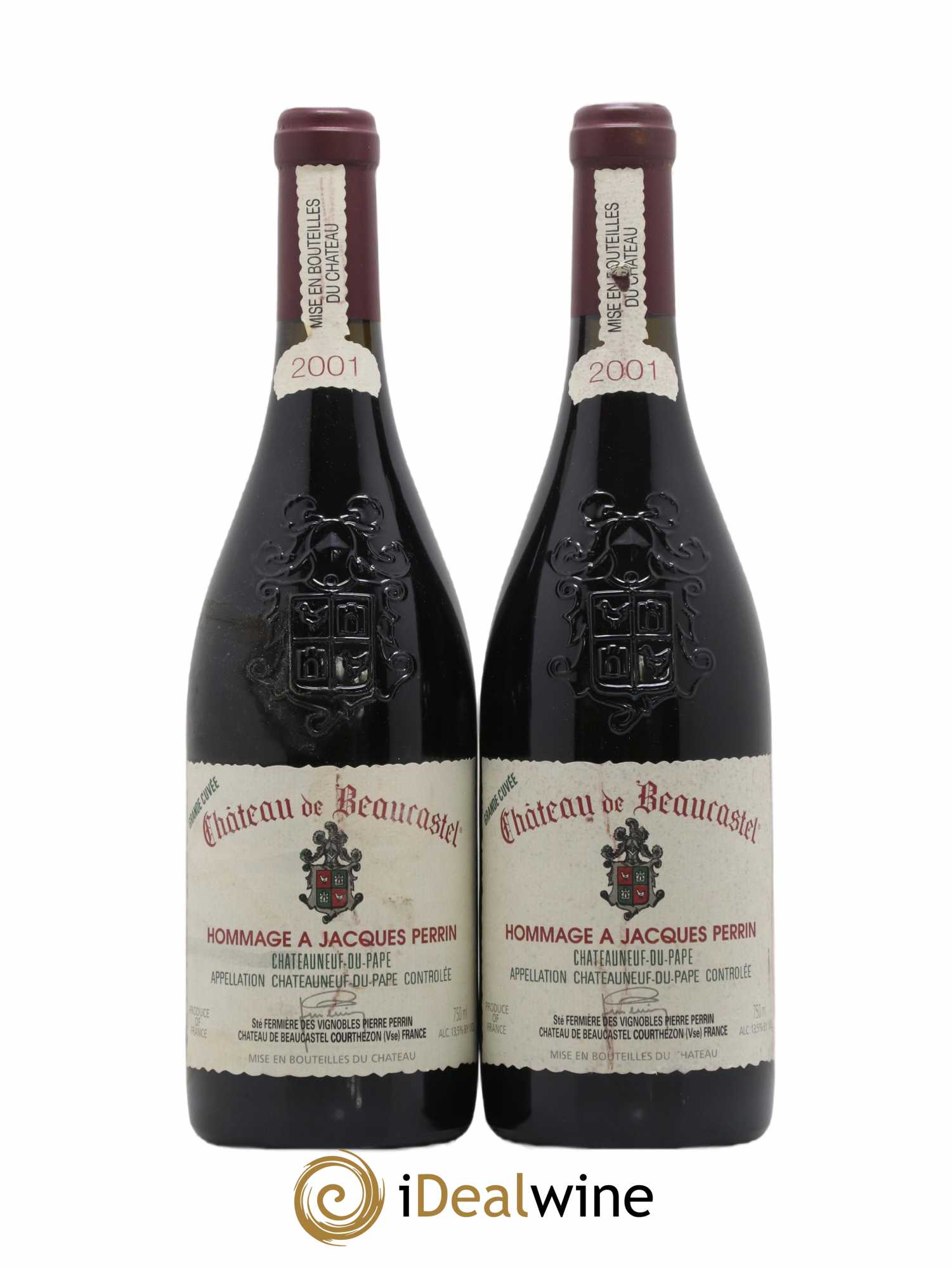 Châteauneuf-du-Pape Château de Beaucastel Hommage à Jacques Perrin Famille Perrin 2001 - Lot de 2 bouteilles - 0