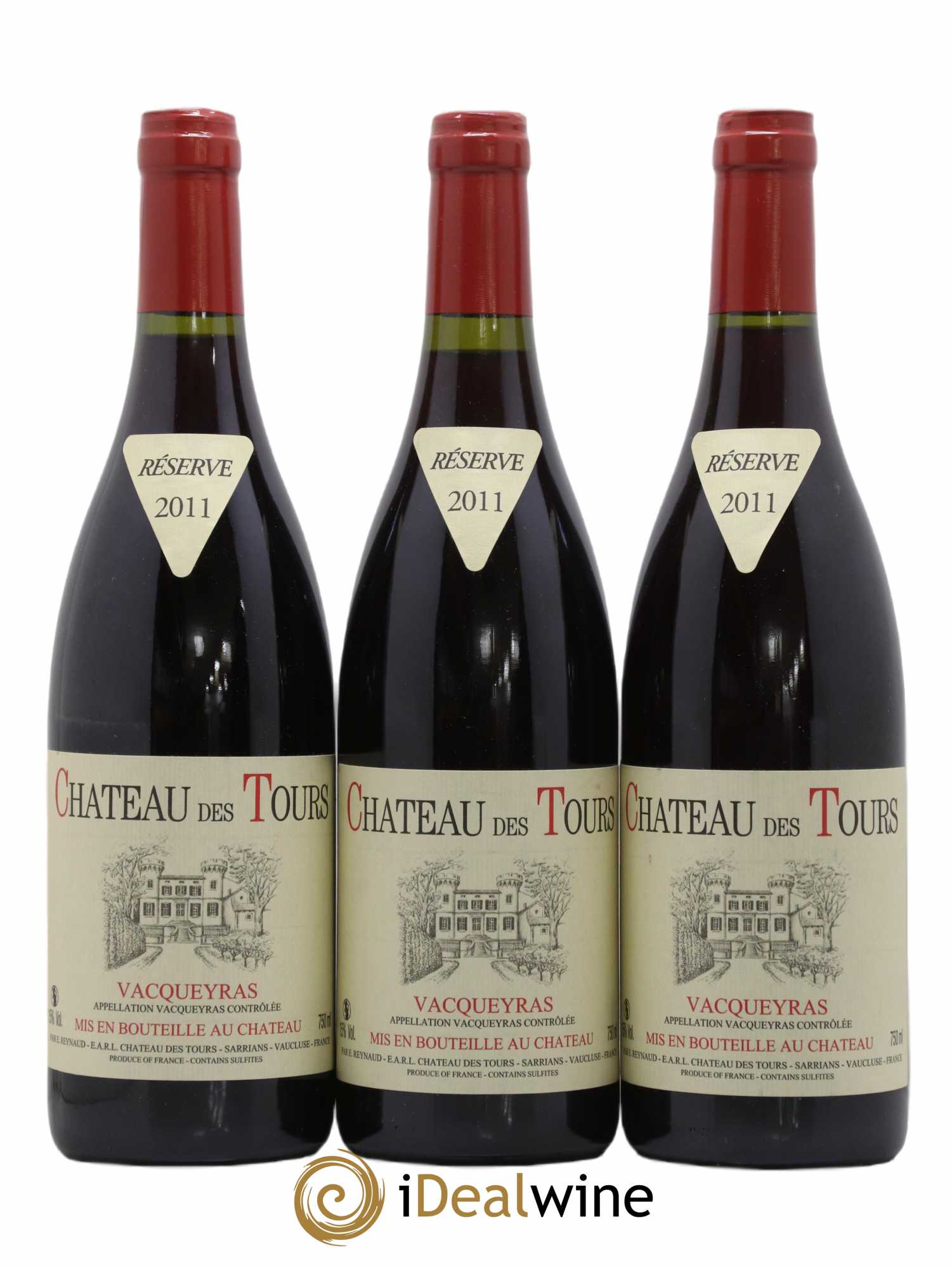 Vacqueyras Château des Tours Emmanuel Reynaud 2011 - Lot de 3 bouteilles - 0