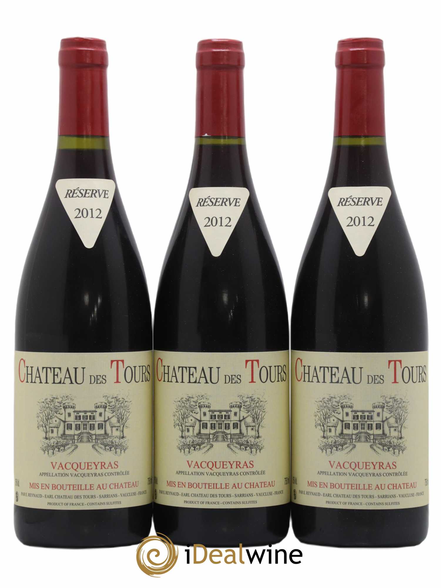 Vacqueyras Château des Tours Emmanuel Reynaud 2012 - Lot de 3 bouteilles - 0