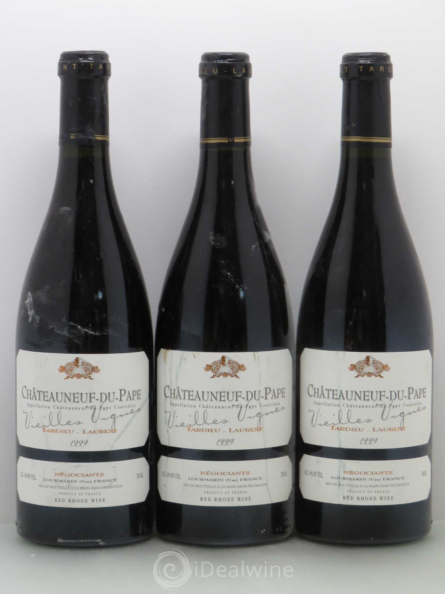 Châteauneuf-du-Pape Tardieu-Laurent Vieilles vignes Famille Tardieu 1999 - Lot de 3 bouteilles - 0