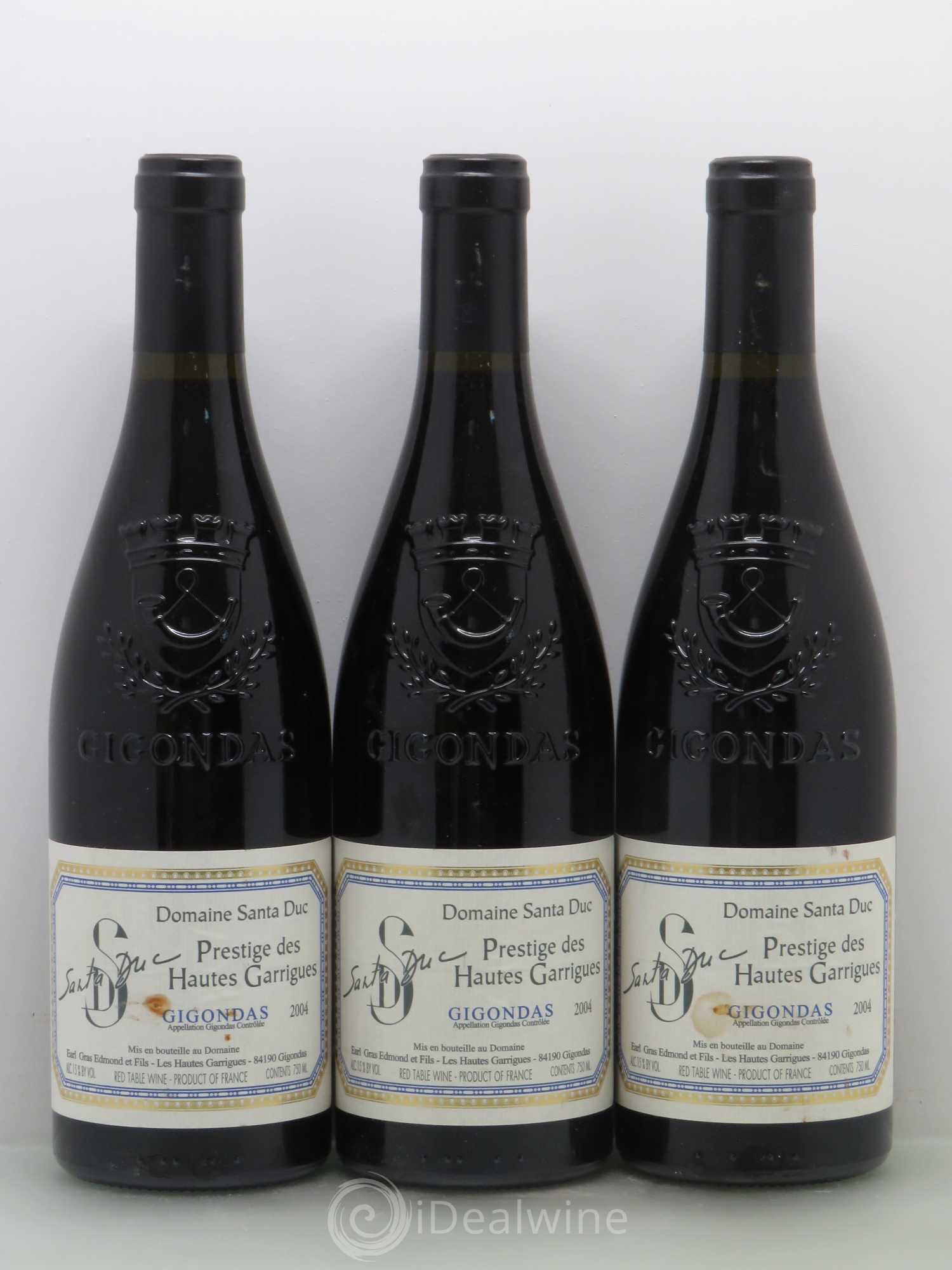 Gigondas Santa Duc Prestige Des hautes garrigues 2004 - Posten von 6 Flaschen - 2