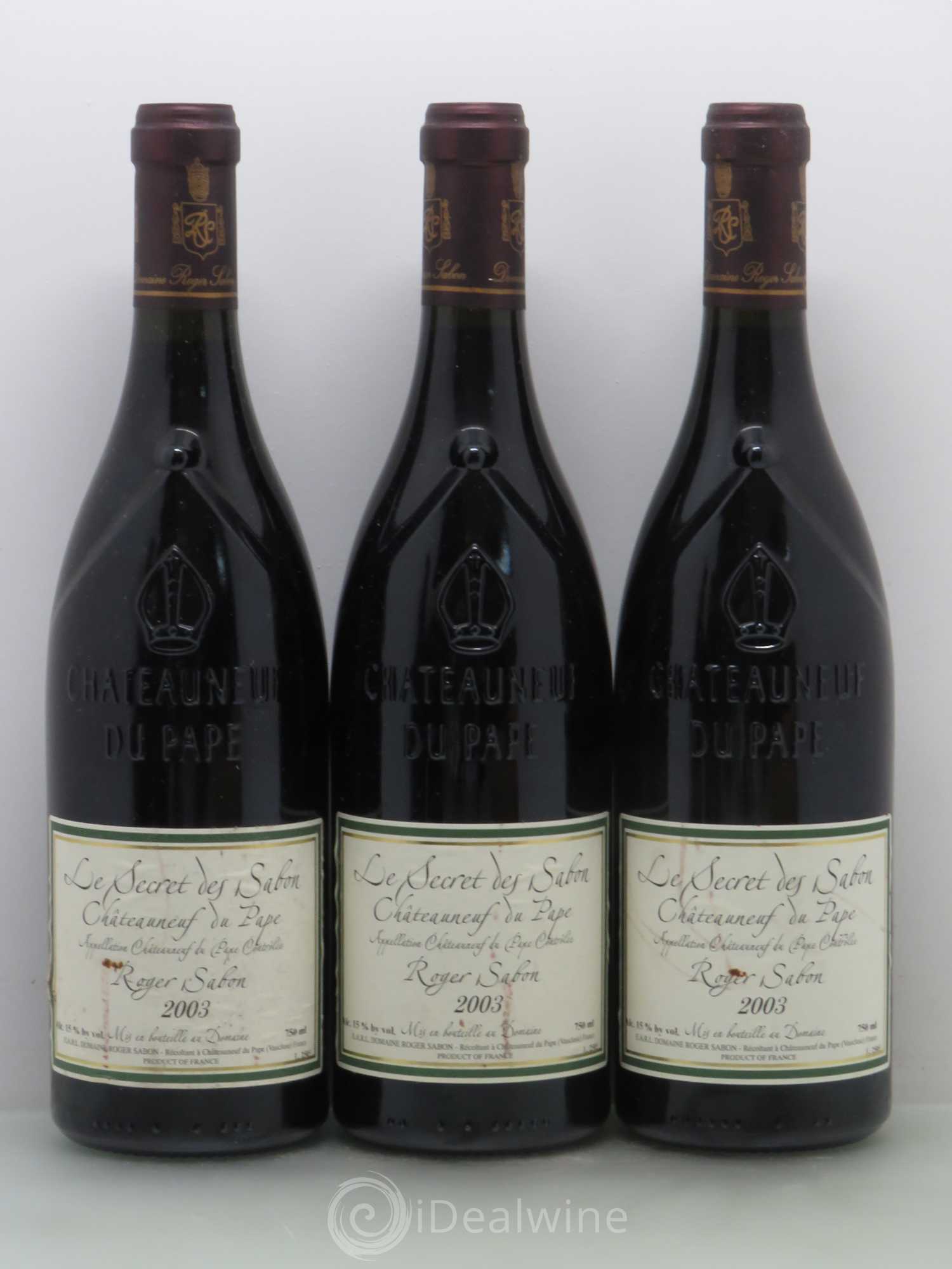 Châteauneuf-du-Pape Le Secret des Sabon Domaine Roger Sabon 2003 - Lot de 6 bouteilles - 1