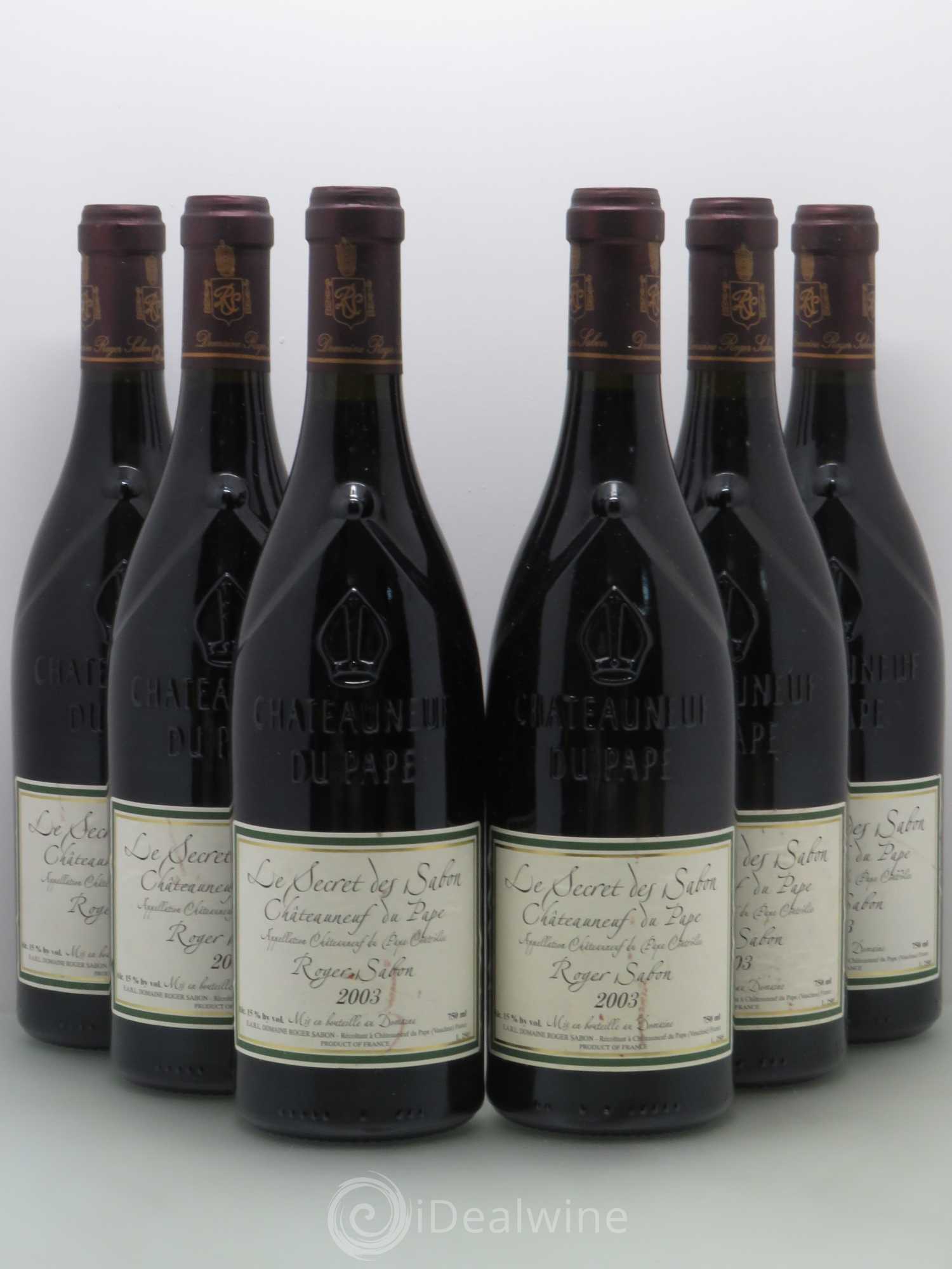 Châteauneuf-du-Pape Le Secret des Sabon Domaine Roger Sabon 2003 - Lot de 6 bouteilles - 0