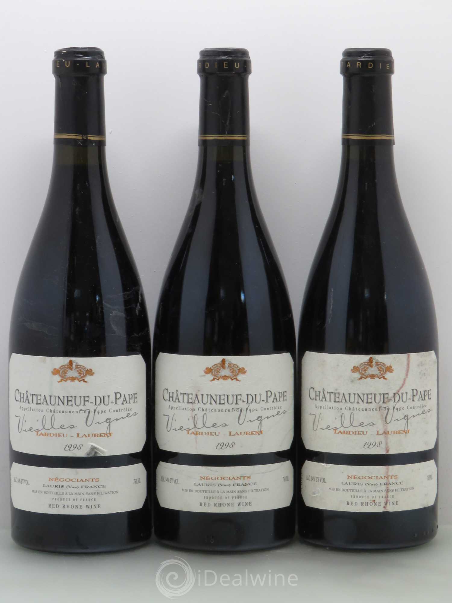 Châteauneuf-du-Pape Tardieu-Laurent Vieilles vignes Famille Tardieu 1998 - Lot de 3 bouteilles - 0