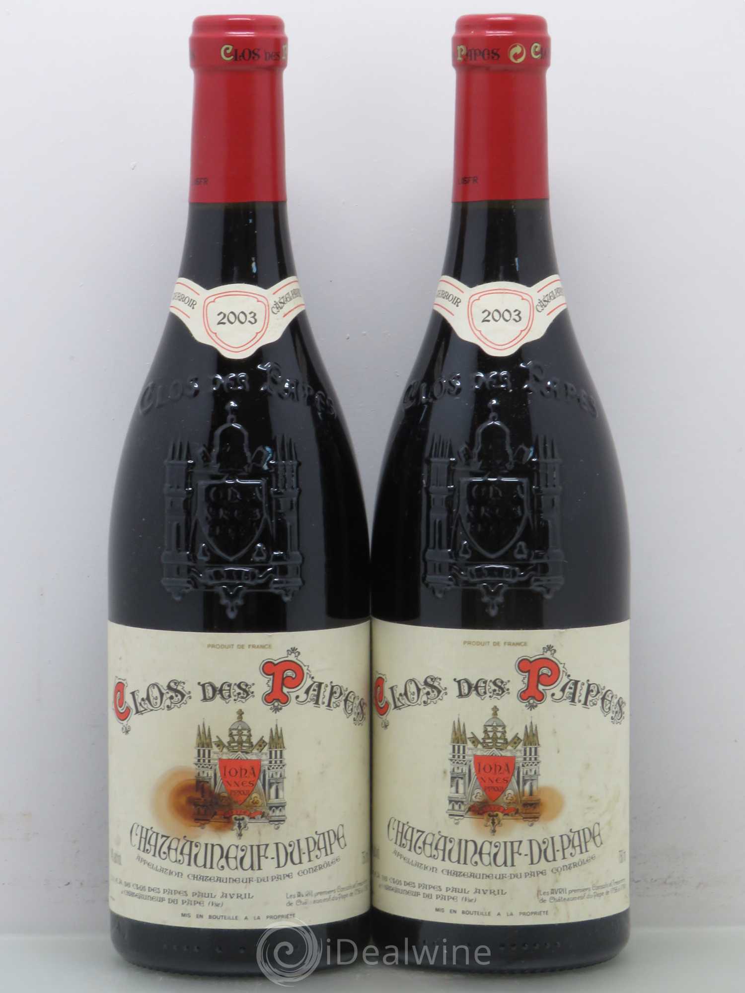 Châteauneuf-du-Pape Clos des Papes - Paul Avril 2003 - Lot de 2 bouteilles - 0