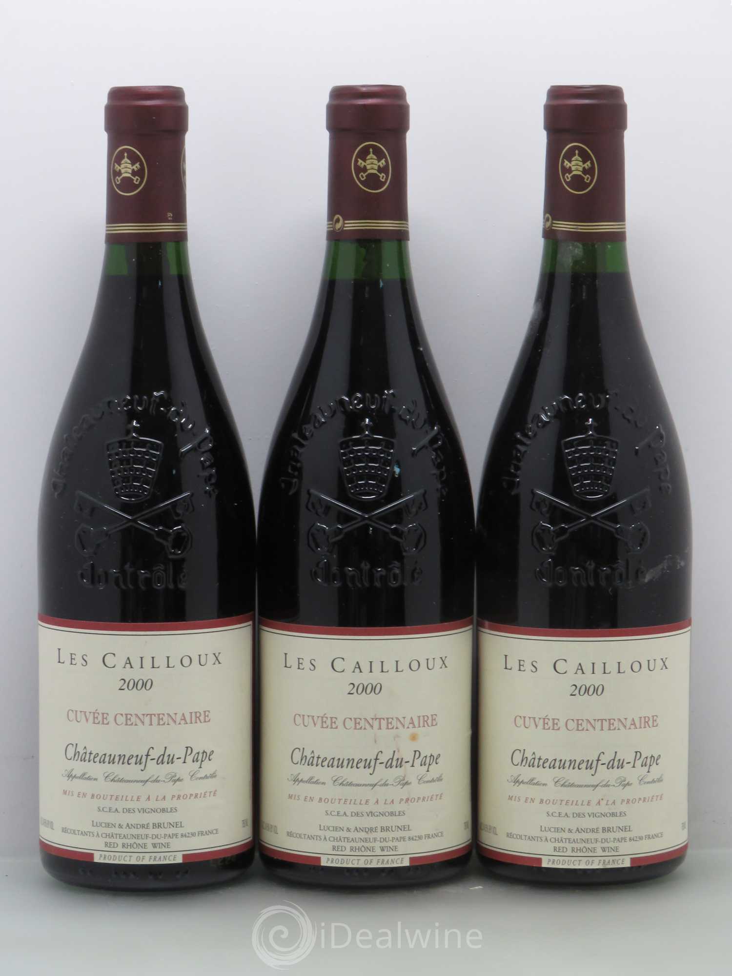 Châteauneuf-du-Pape Les Cailloux Cuvée Centenaire André Brunel 2000 - Lot de 3 bouteilles - 0