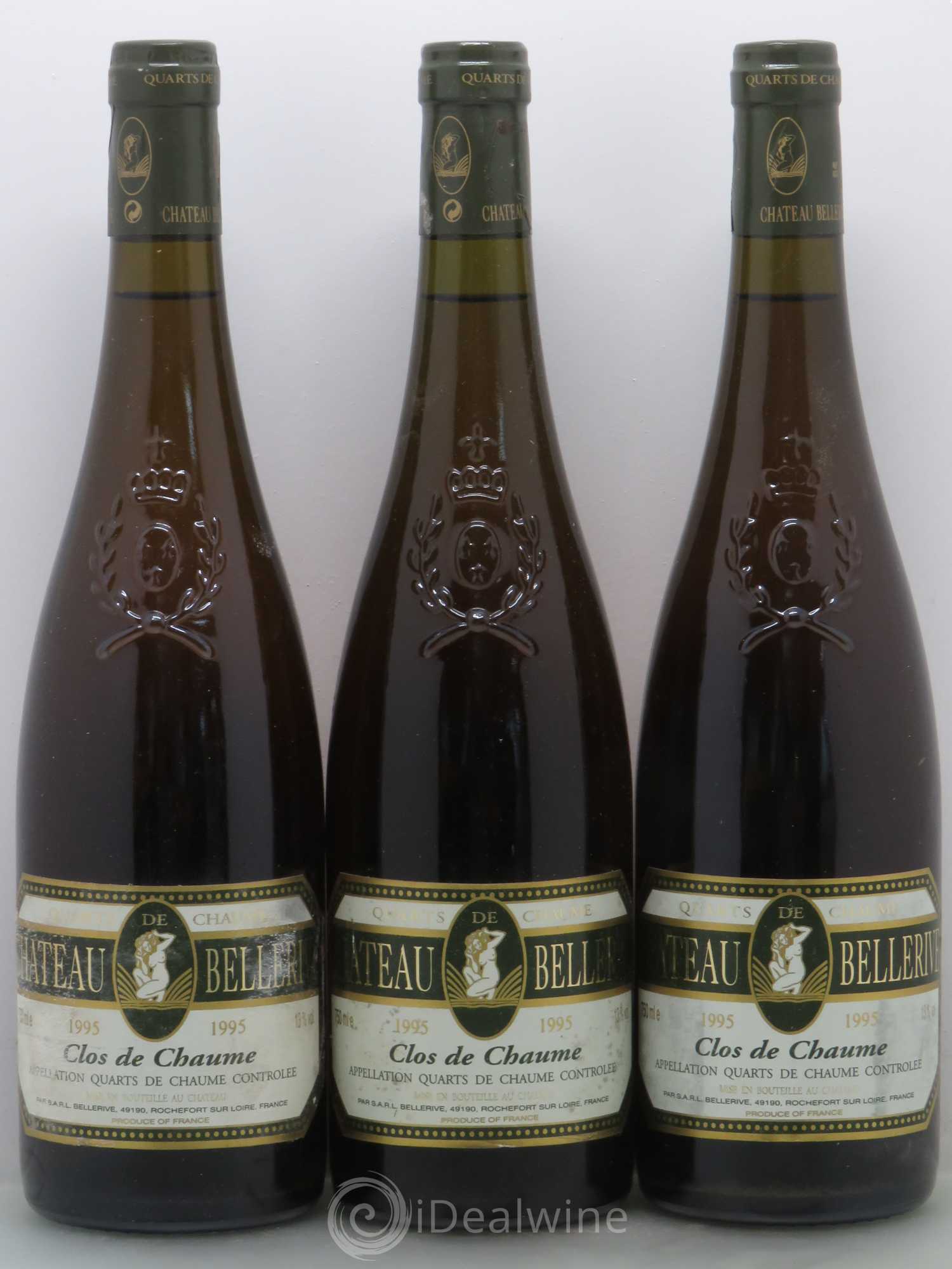 Quarts de Chaume Clos de Chaume - Bellerive 1995 - Lotto di 3 bottiglie - 0