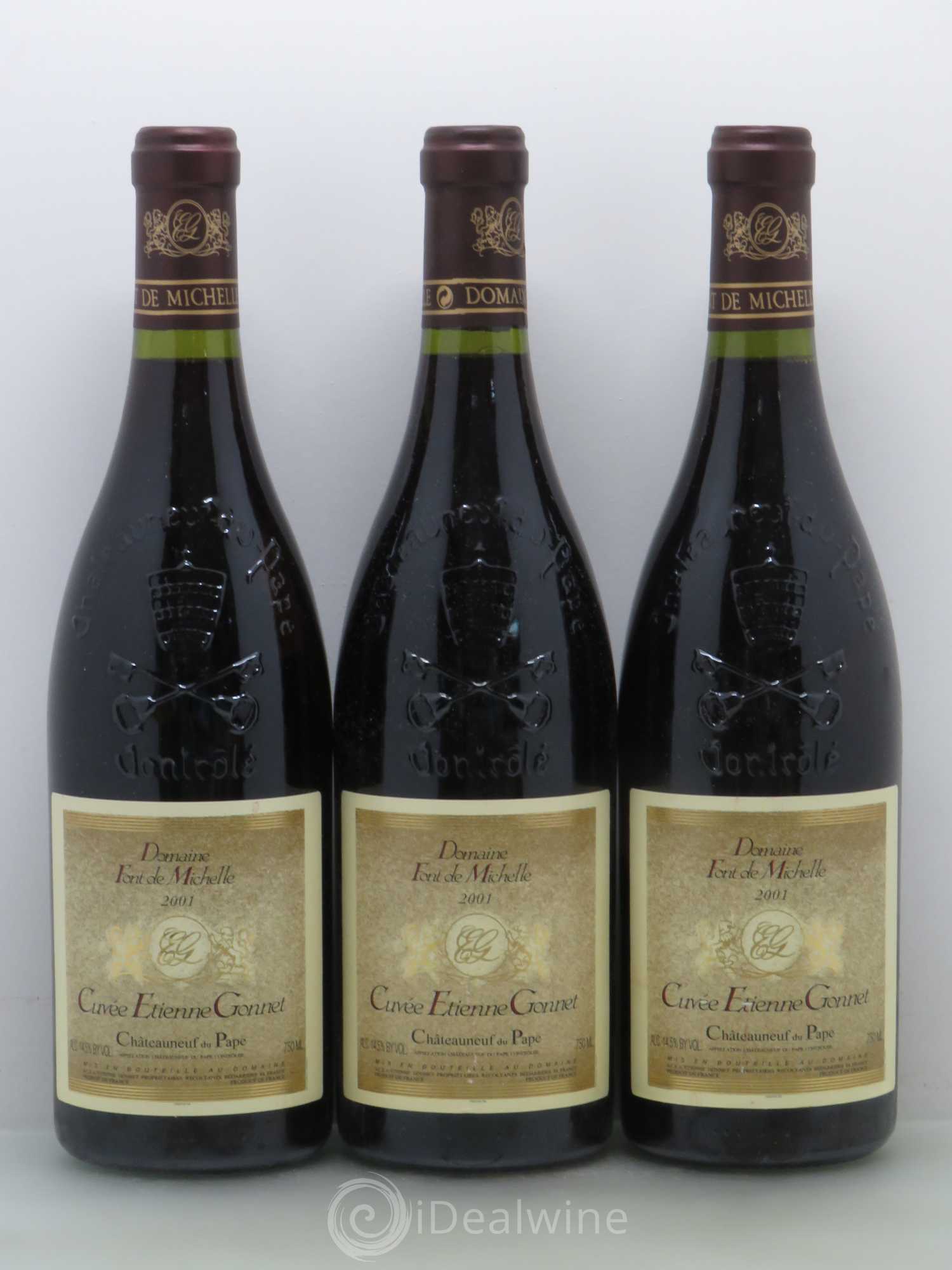 Châteauneuf-du-Pape Domaine Font de Michelle Cuvée Etienne Gonnet Famille Gonnet 2001 - Lot de 3 bouteilles - 0