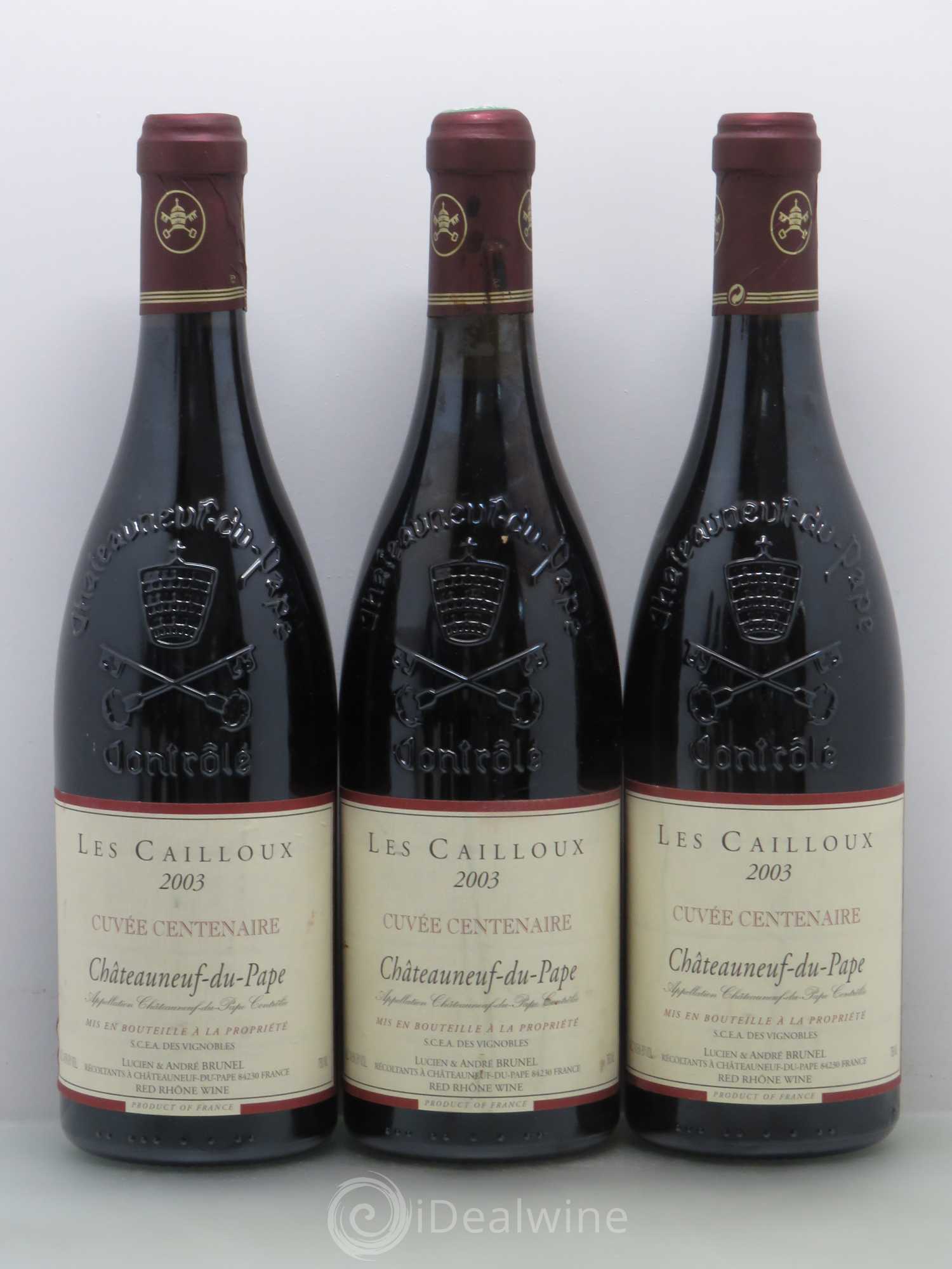 Châteauneuf-du-Pape Les Cailloux Cuvée Centenaire André Brunel 2003 - Lot de 6 bouteilles - 1