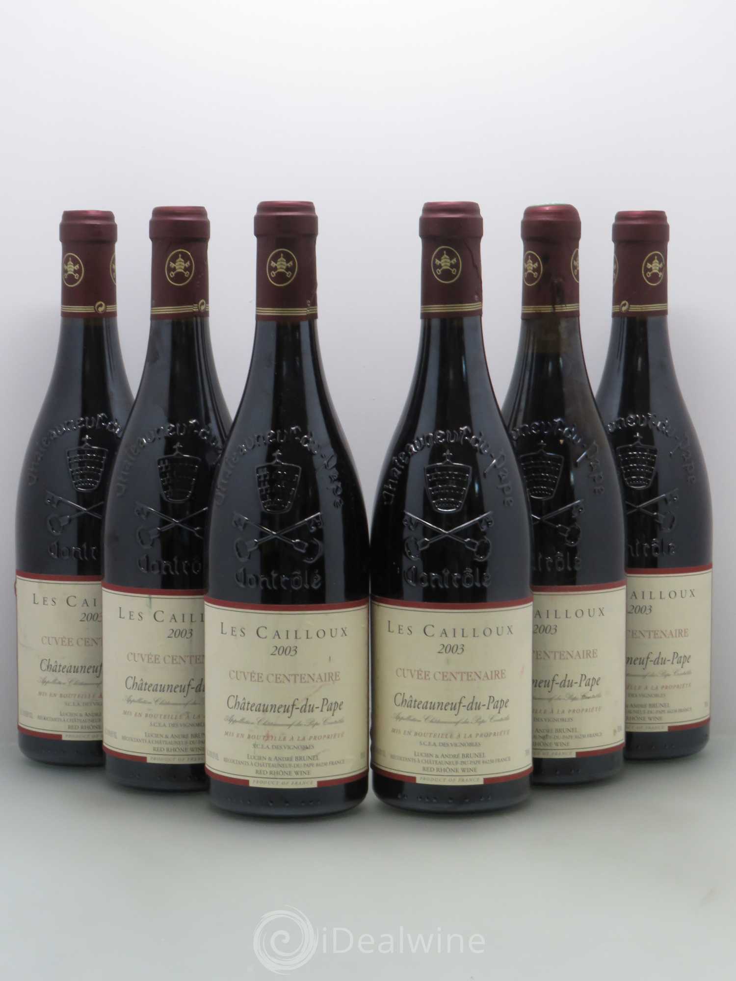Châteauneuf-du-Pape Les Cailloux Cuvée Centenaire André Brunel 2003 - Lot de 6 bouteilles - 0
