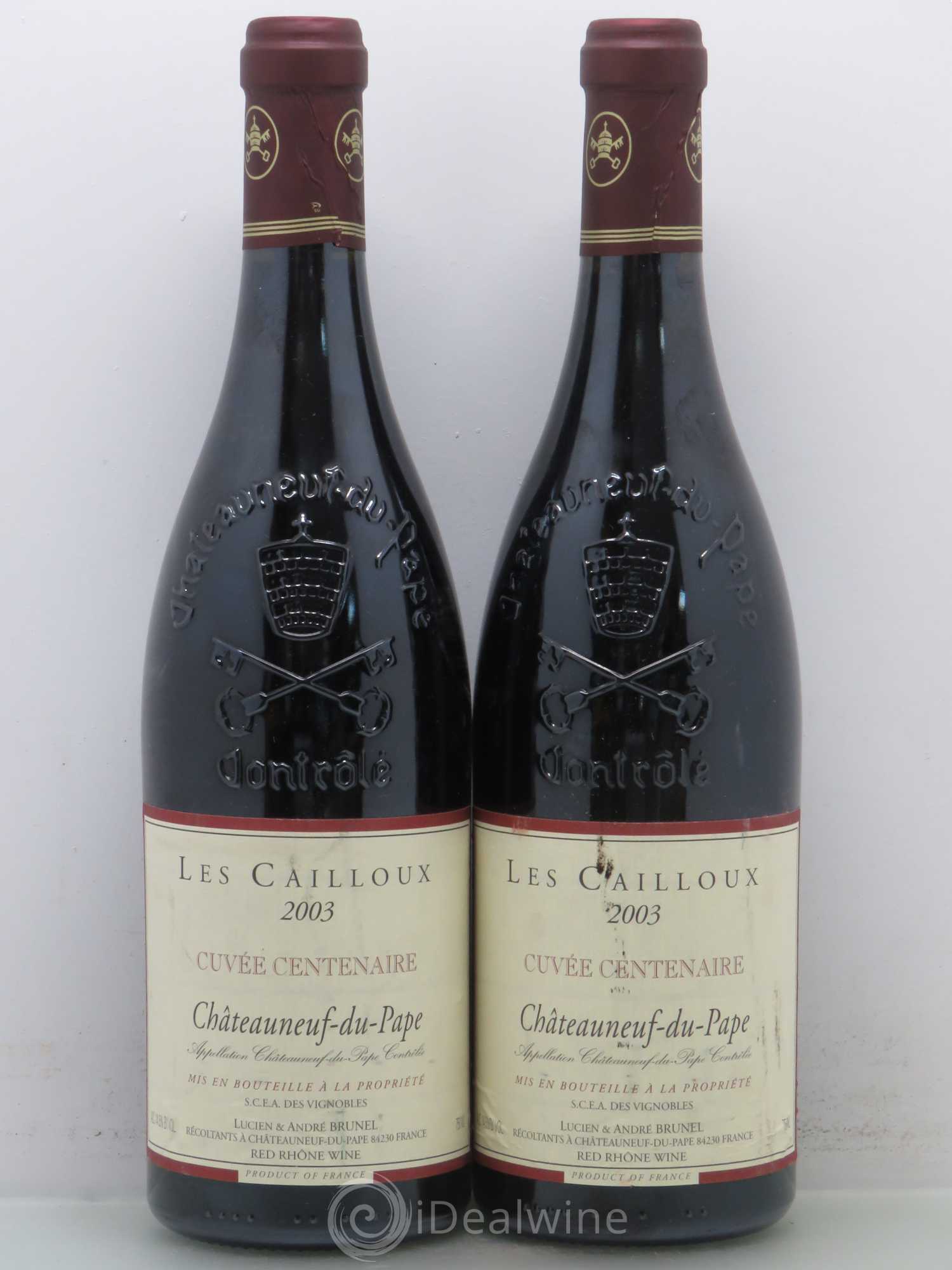 Châteauneuf-du-Pape Les Cailloux Cuvée Centenaire André Brunel 2003 - Lot de 2 bouteilles - 0