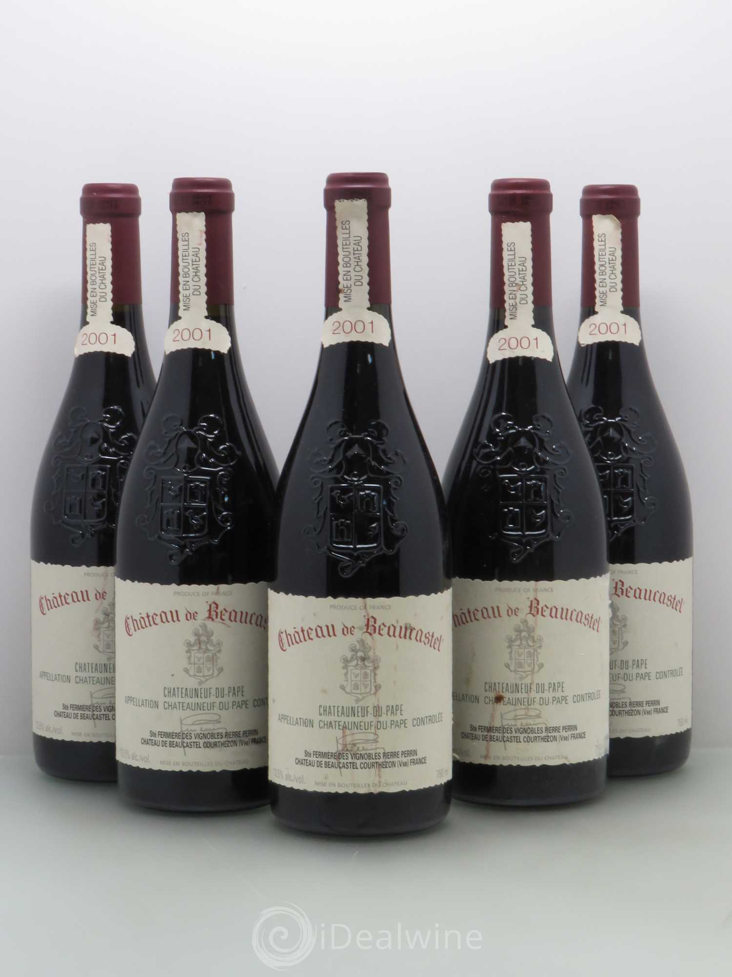 Châteauneuf-du-Pape Château de Beaucastel Famille Perrin 2001 - Lot de 5 bouteilles - 0