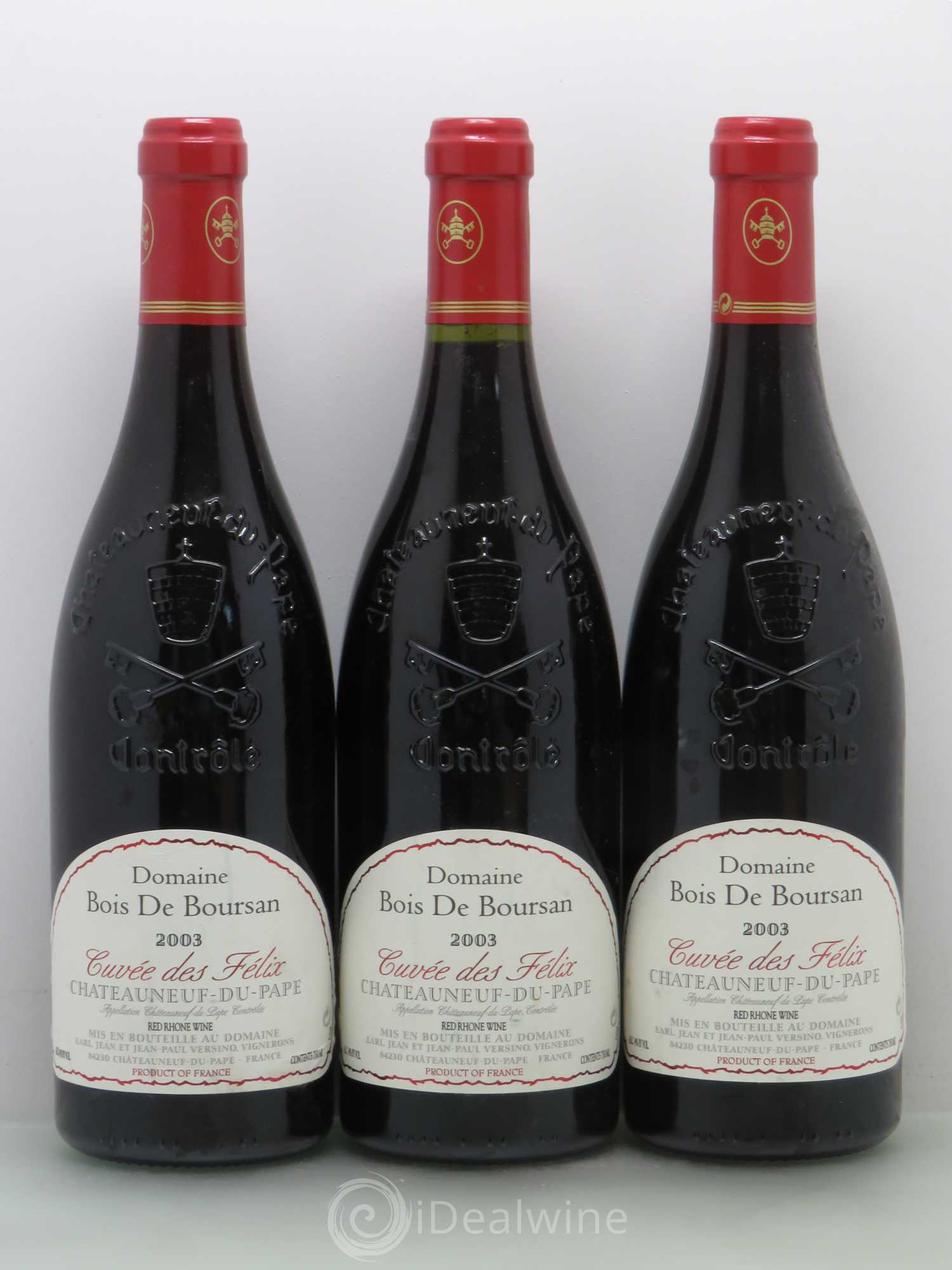 Châteauneuf-du-Pape Bois de Boursan (Domaine) Cuvée des Félix Jean et Jean-Paul Versino 2003 - Lot de 6 bouteilles - 1