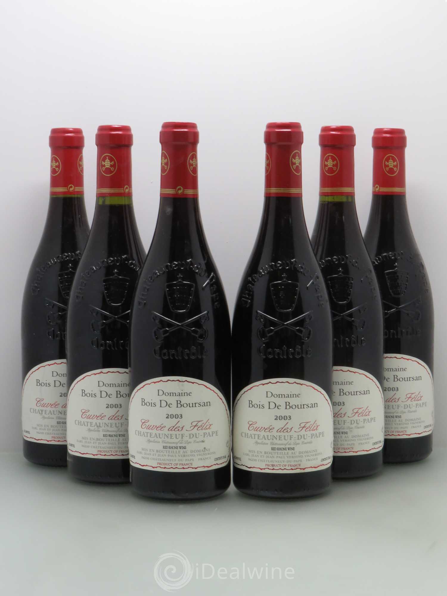 Châteauneuf-du-Pape Bois de Boursan (Domaine) Cuvée des Félix Jean et Jean-Paul Versino 2003 - Lot de 6 bouteilles - 0