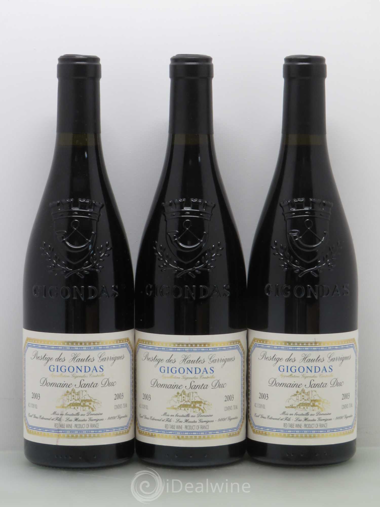 Gigondas Santa Duc Prestige des hautes garrigues 2003 - Posten von 6 Flaschen - 1