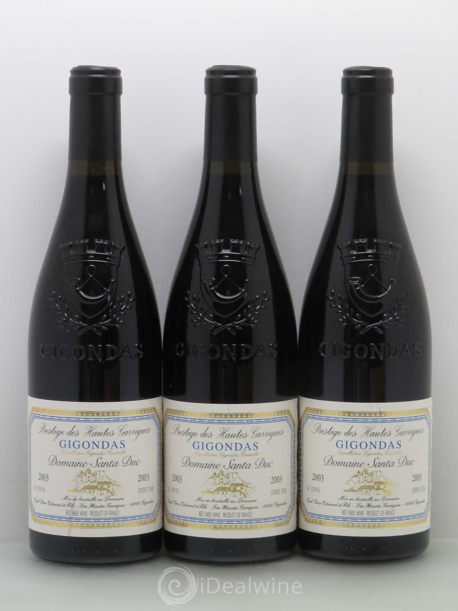 Gigondas Santa Duc Prestige des hautes garrigues 2003 - Posten von 6 Flaschen - 2