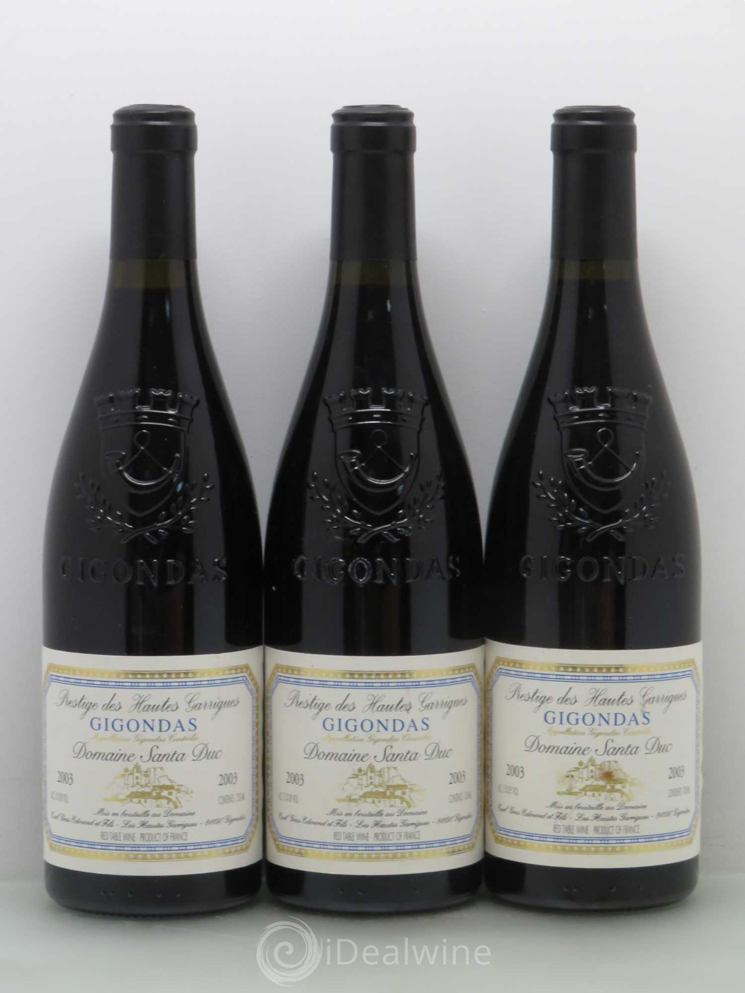 Gigondas Santa Duc Prestige des hautes garrigues 2003 - Posten von 3 Flaschen - 0