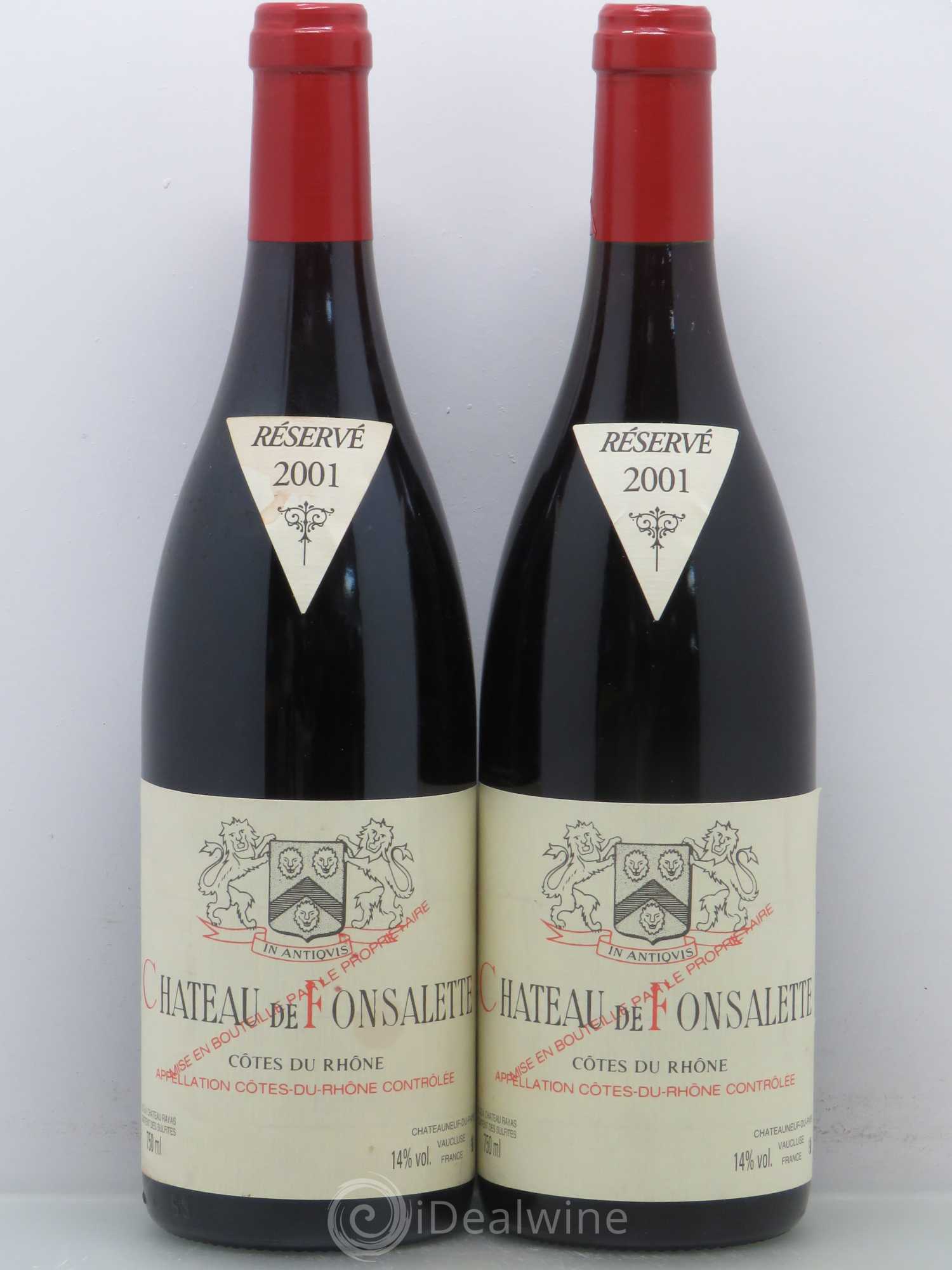 Côtes-du-Rhône Château de Fonsalette Emmanuel Reynaud 2001 - Lot de 2 bouteilles - 0