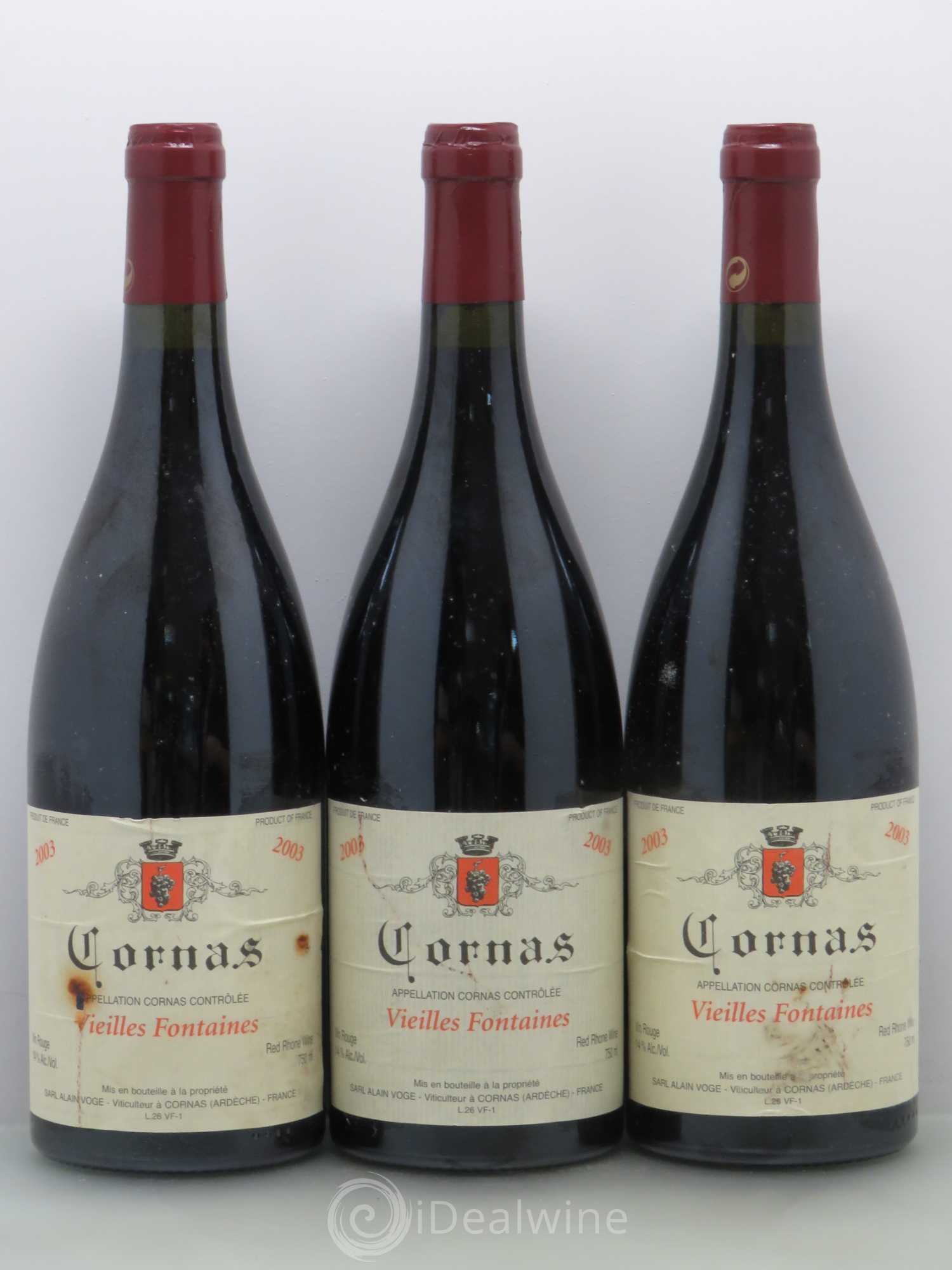 Cornas Les Vieilles Fontaines Alain Voge (Domaine) 2003 - Lot de 3 bouteilles - 0