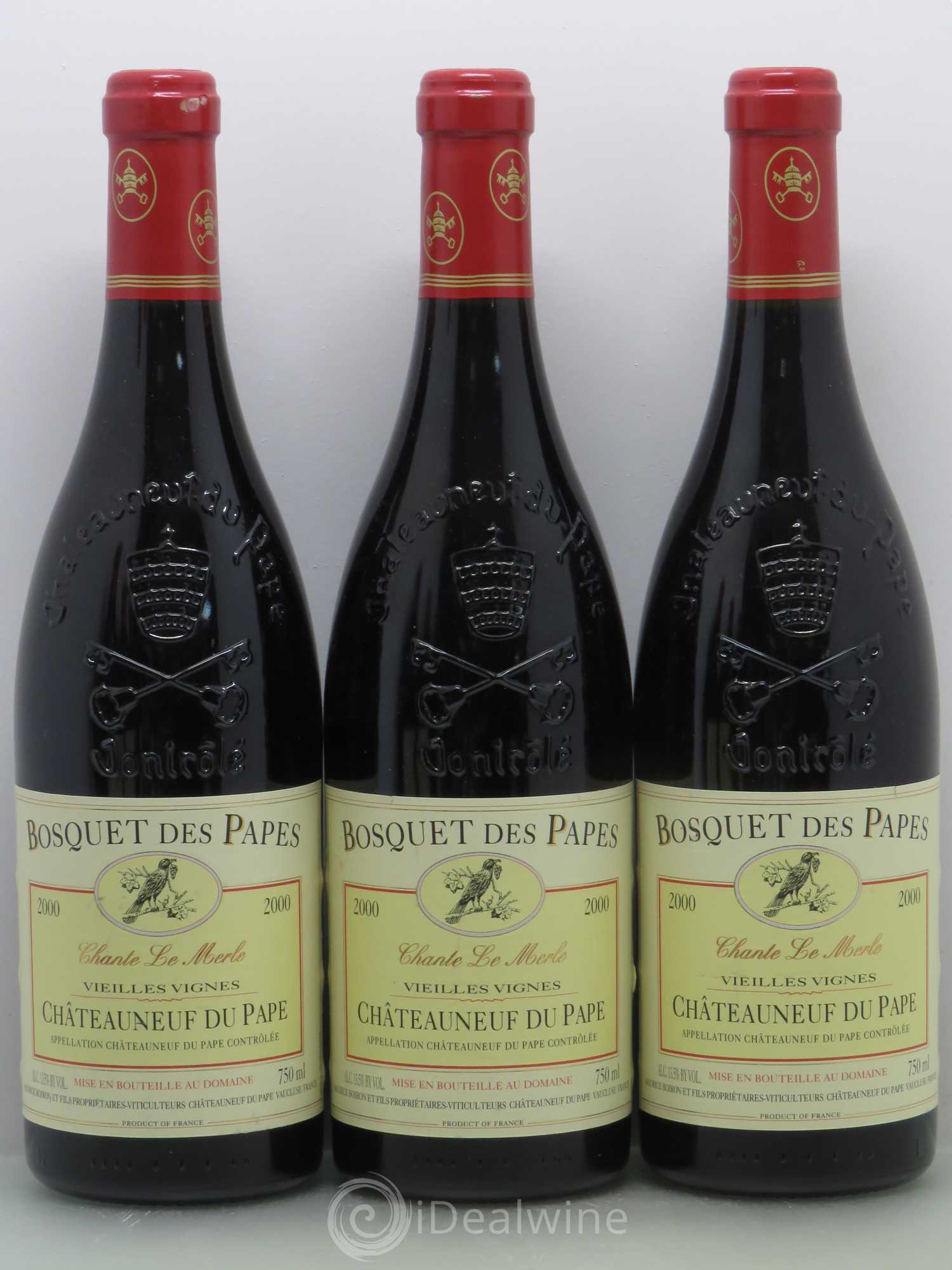 Châteauneuf-du-Pape Bosquet des Papes Chante Le Merle Vieilles Vignes Famille Boiron 2000 - Lot de 6 bouteilles - 1