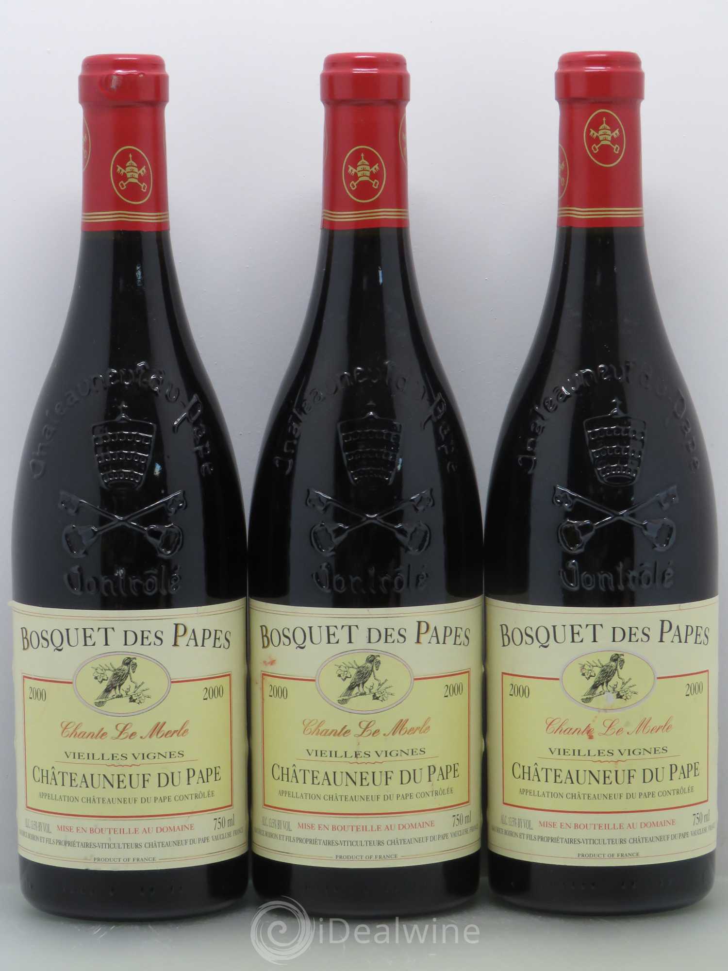 Châteauneuf-du-Pape Bosquet des Papes Chante Le Merle Vieilles Vignes Famille Boiron 2000 - Lot de 6 bouteilles - 2