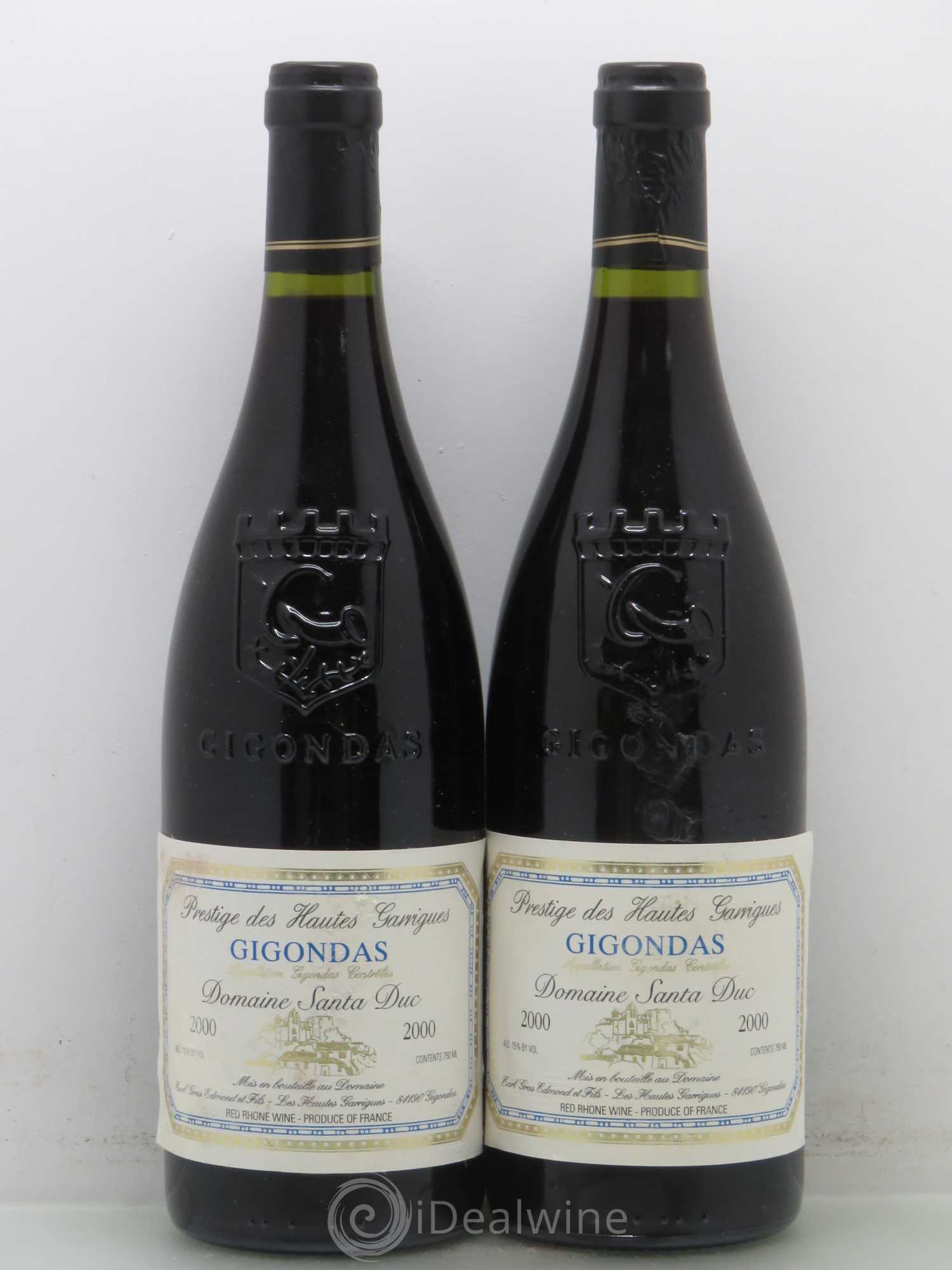 Gigondas Santa Duc Prestige des hautes garrigues 2000 - Posten von 2 Flaschen - 0
