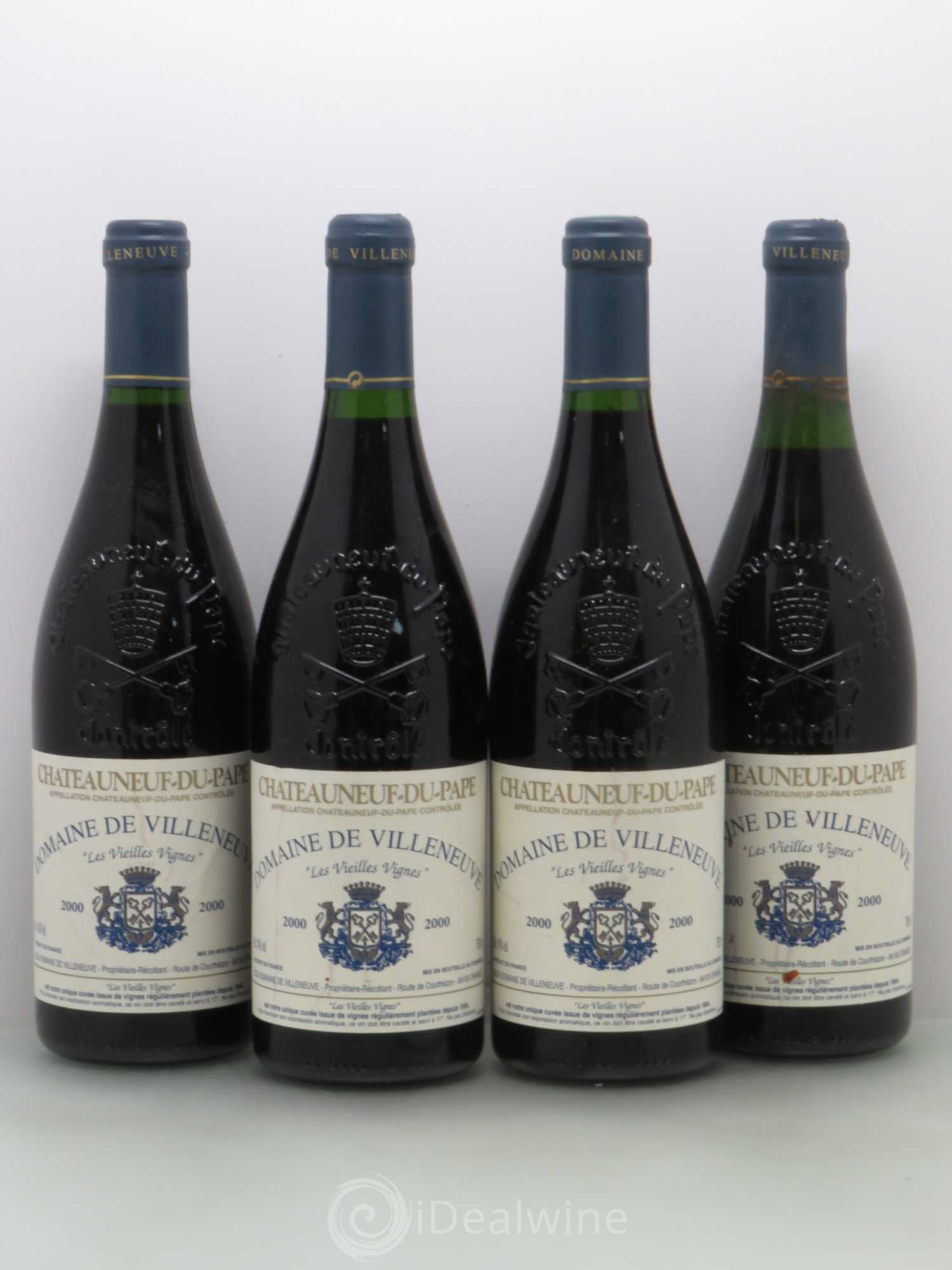 Châteauneuf-du-Pape Vieilles Vignes - Château de Villeneuve 2000 - Posten von 4 Flaschen - 0