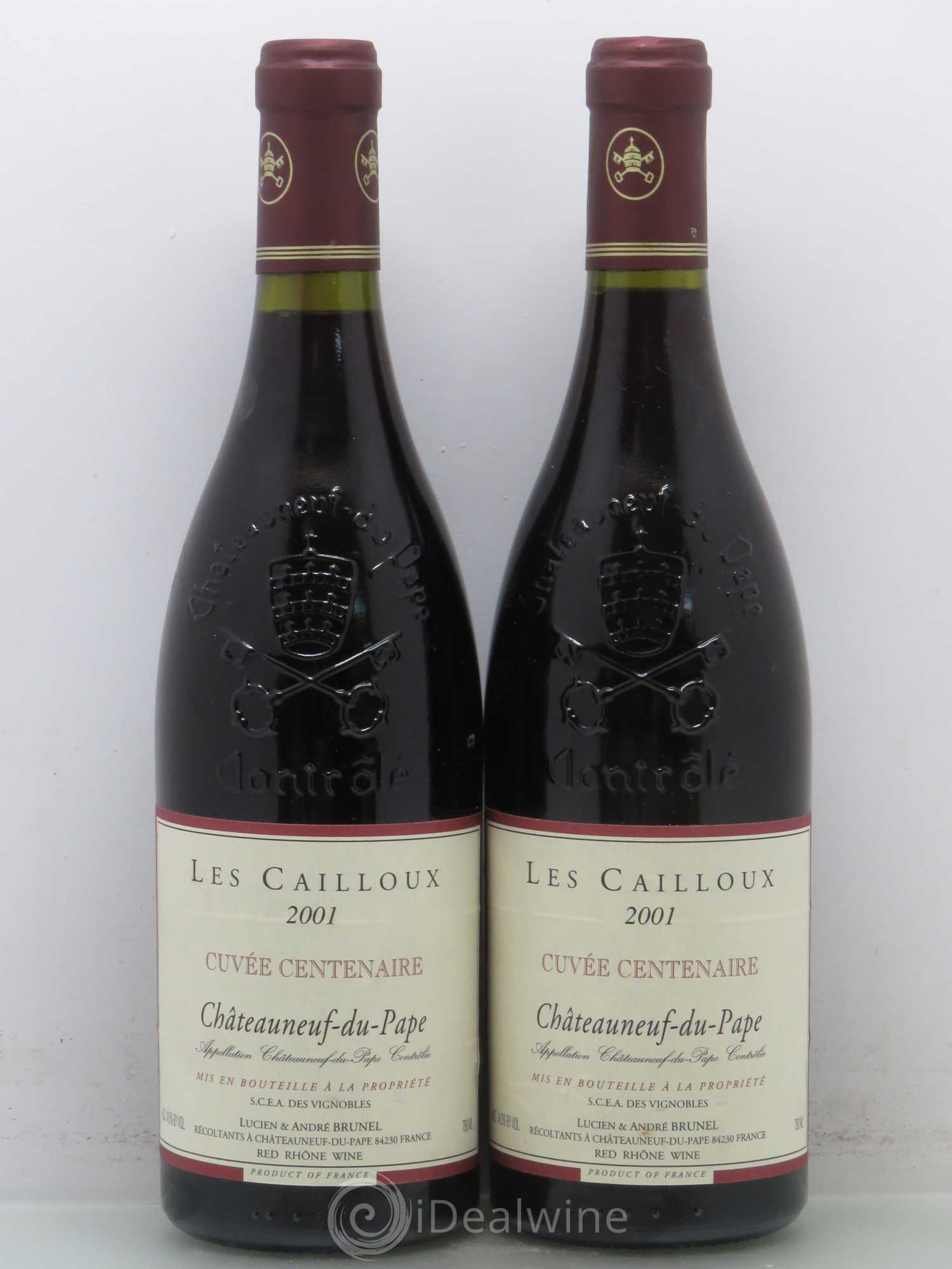 Châteauneuf-du-Pape Les Cailloux Cuvée Centenaire André Brunel 2001 - Lot de 2 bouteilles - 0