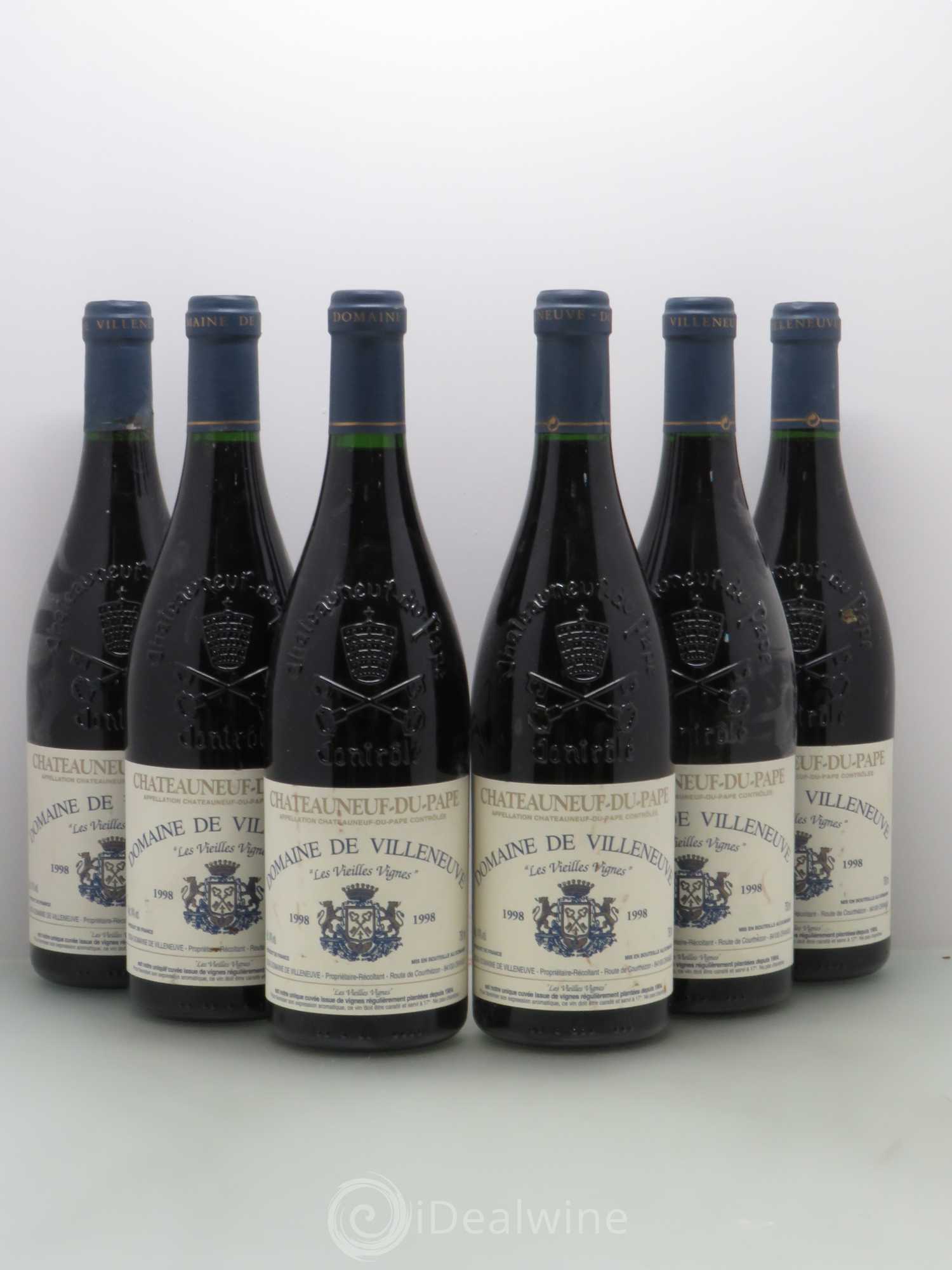 Châteauneuf-du-Pape Vieilles Vignes - Château de Villeneuve 1998 - Posten von 6 Flaschen - 0