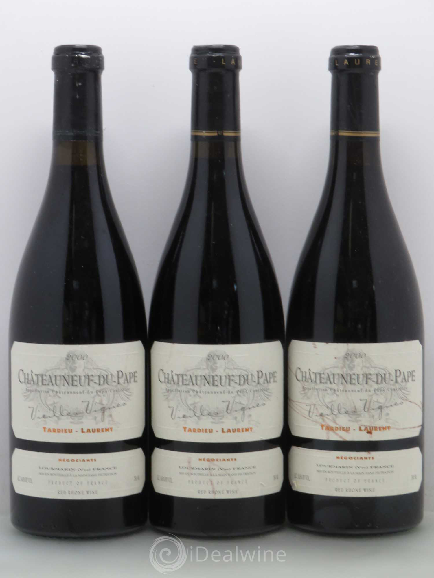 Châteauneuf-du-Pape Tardieu-Laurent Vieilles vignes Famille Tardieu 2000 - Lot de 3 bouteilles - 0