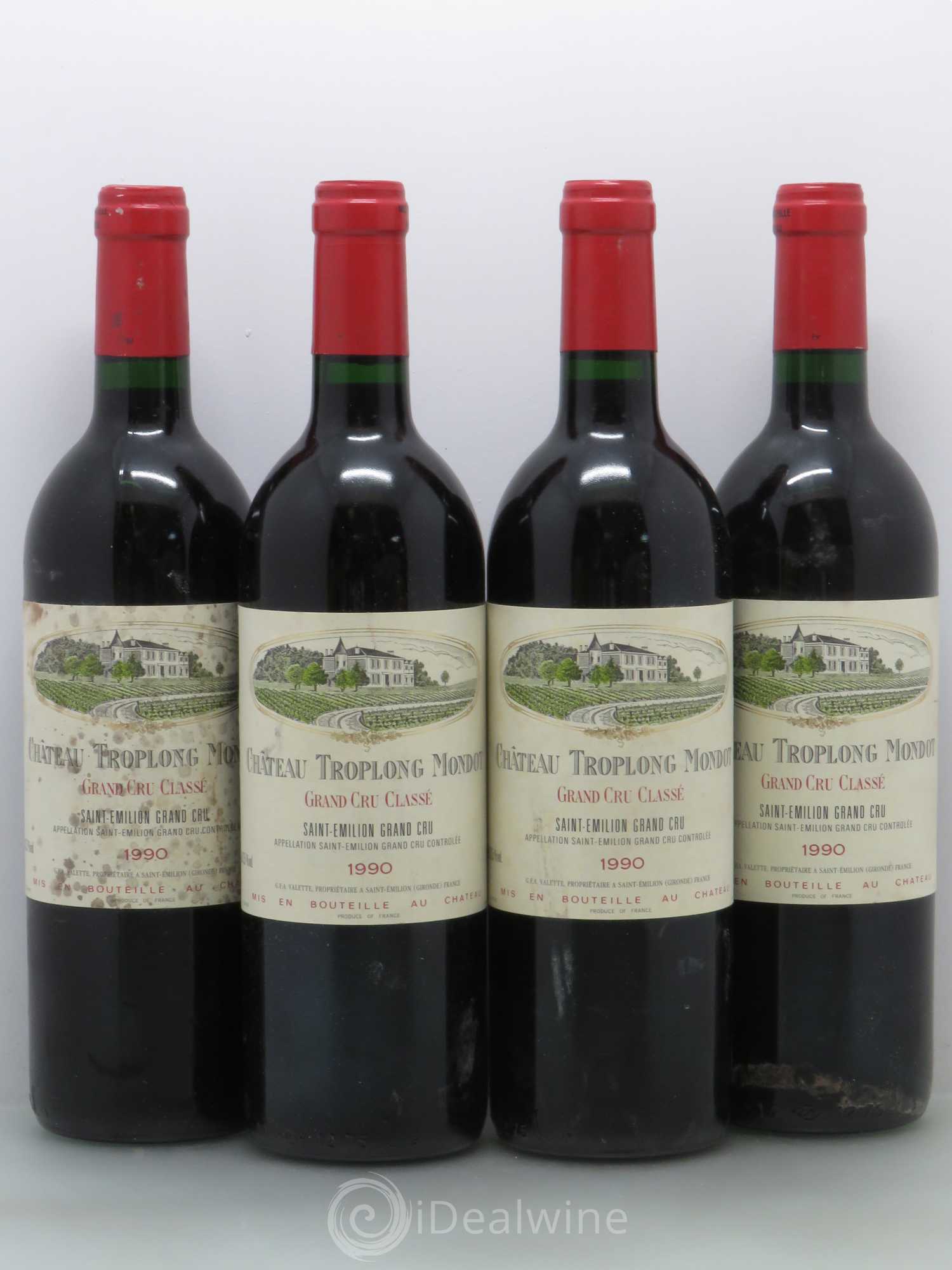 Château Troplong Mondot 1er Grand Cru Classé B 1990 - Lot de 4 bouteilles - 0