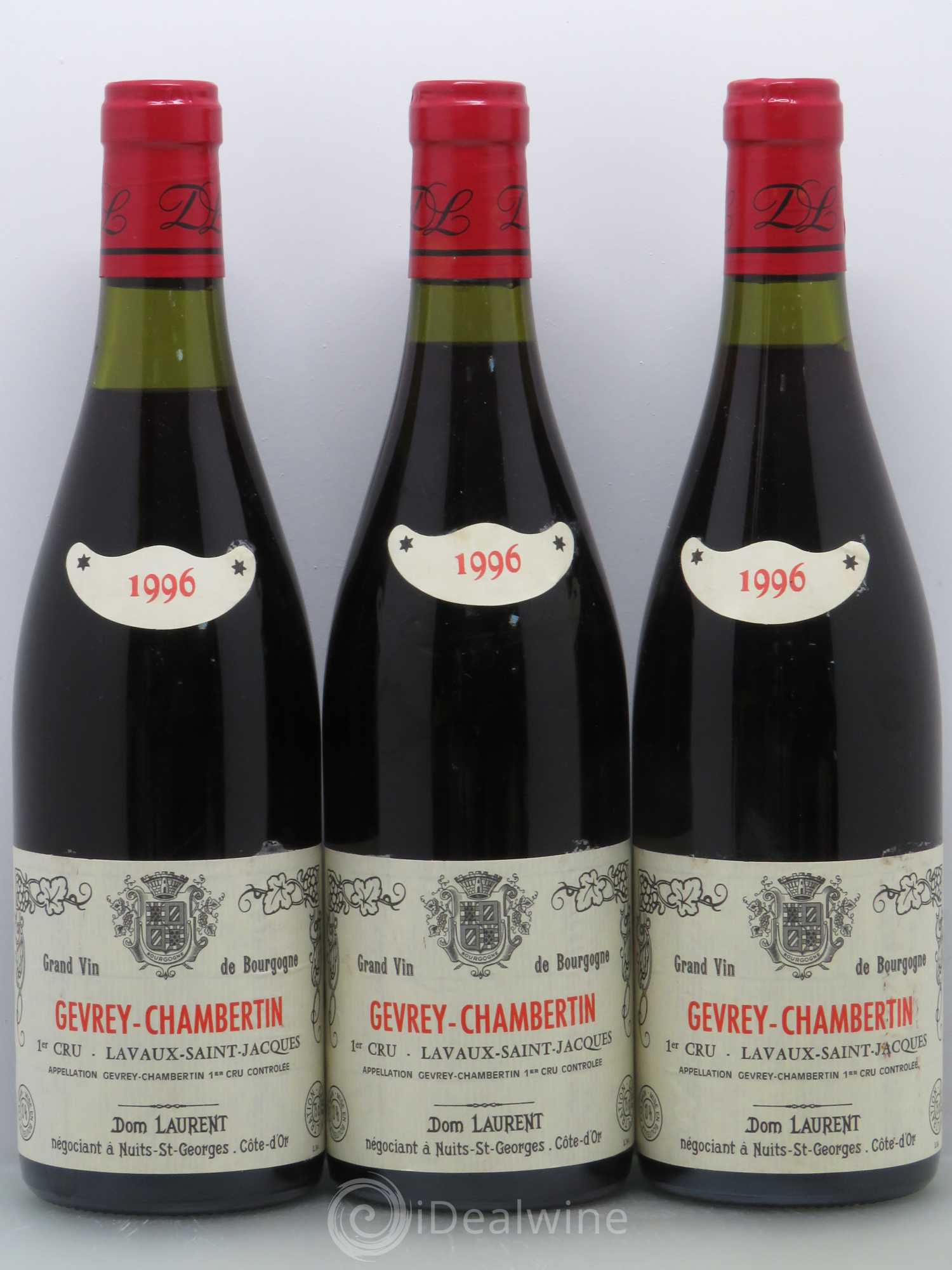 Gevrey-Chambertin 1er Cru Lavaux Saint Jacques Vieilles Vignes Dominique Laurent 1996 - Lot de 3 bouteilles - 0