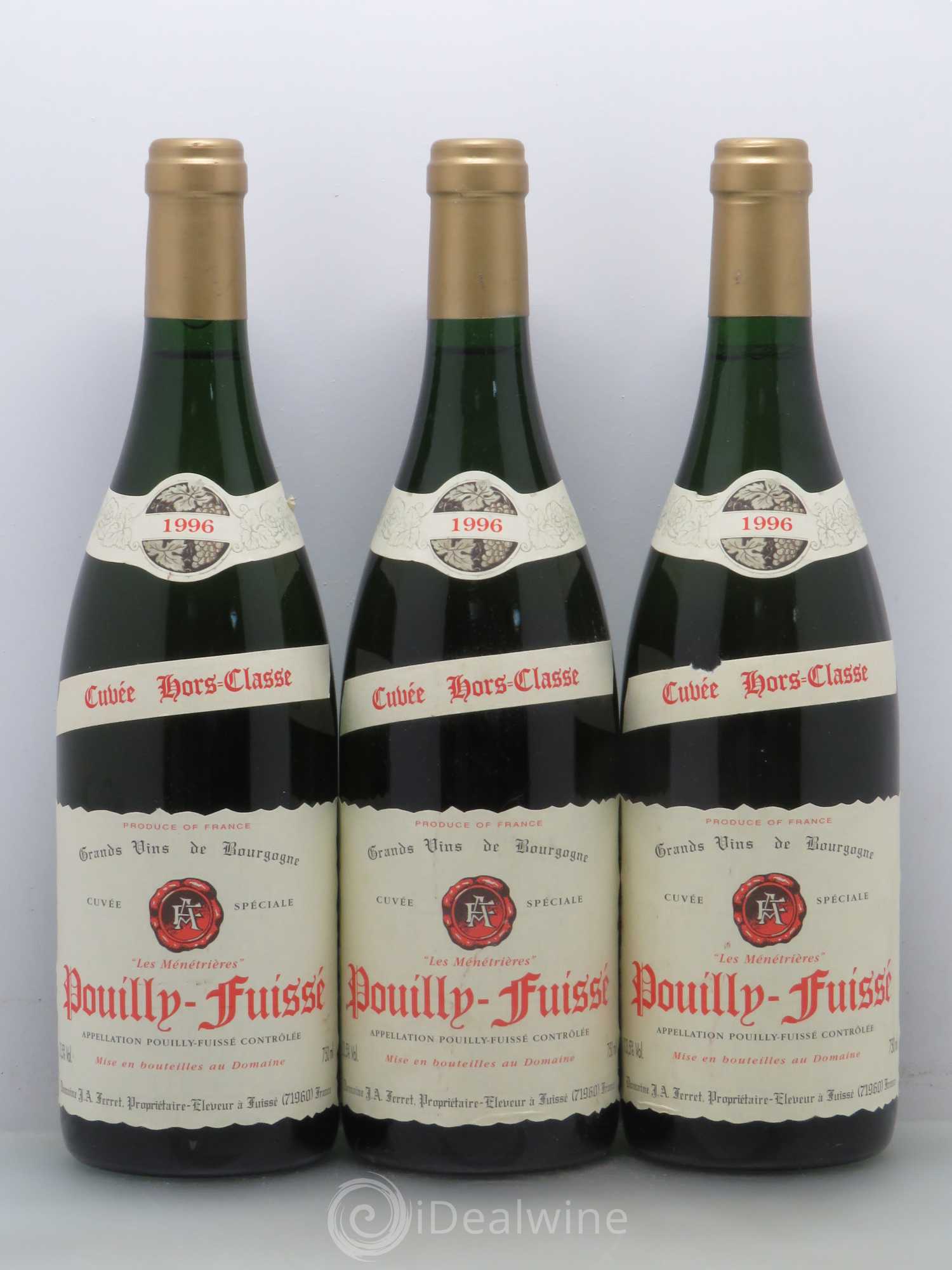 Pouilly-Fuissé Hors Classe Ferret Les ménétrieres 1996 - Posten von 3 Flaschen - 0