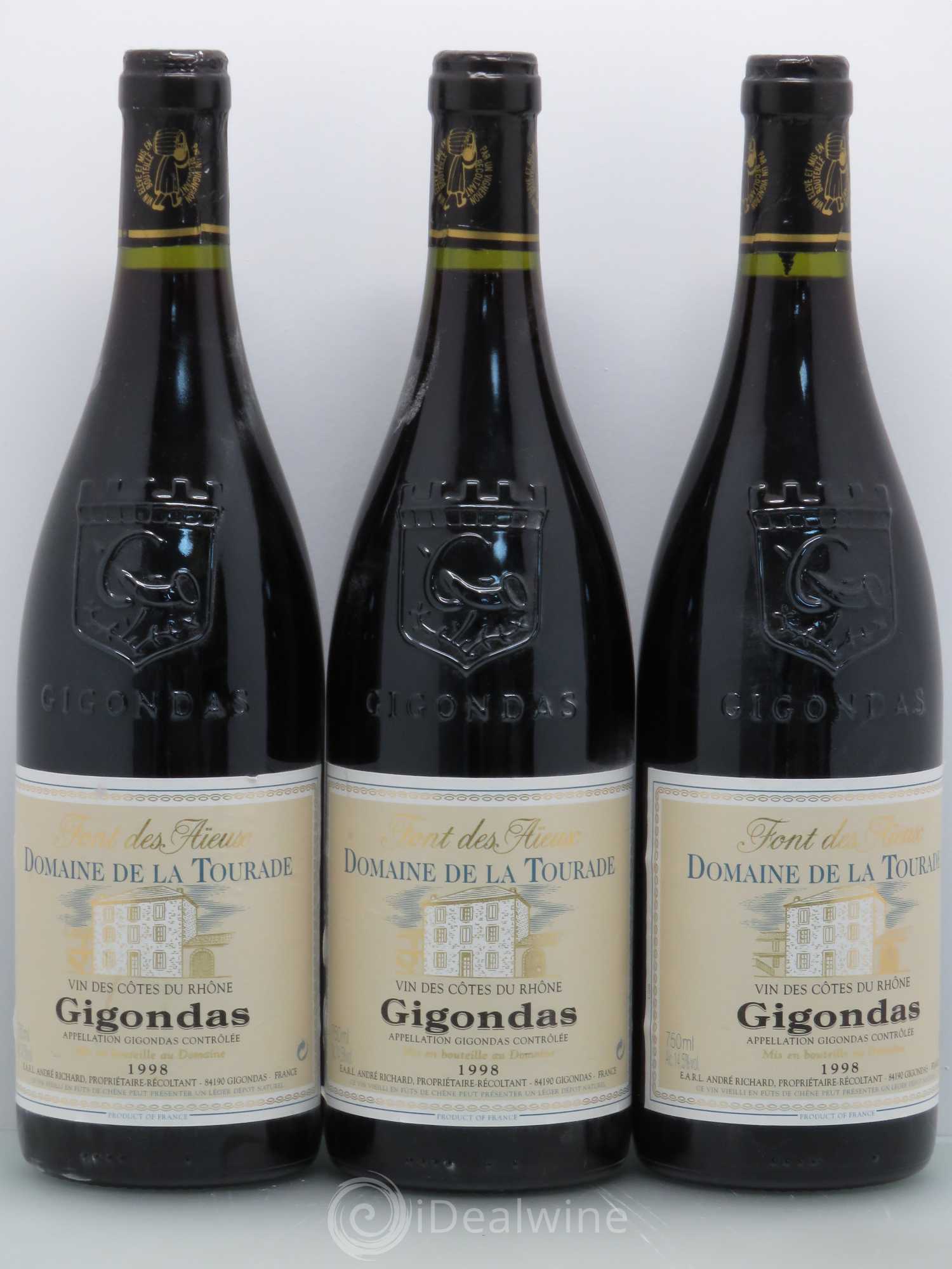 Gigondas Tourade De La Font Des Aïeux 1998 - Posten von 3 Flaschen - 0