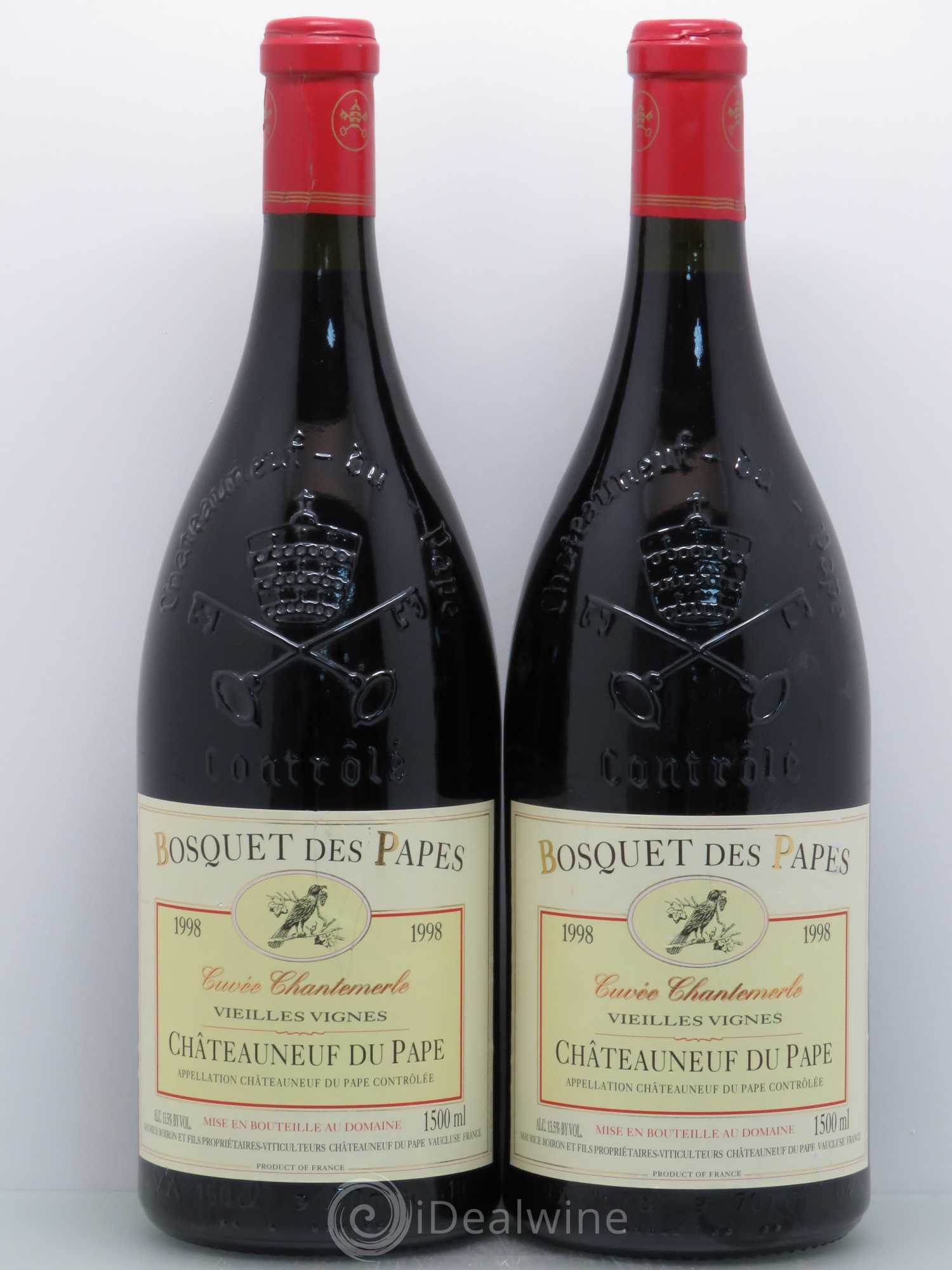 Châteauneuf-du-Pape Bosquet des Papes Chante Le Merle Vieilles Vignes Famille Boiron 1998 - Lot de 2 magnums - 0