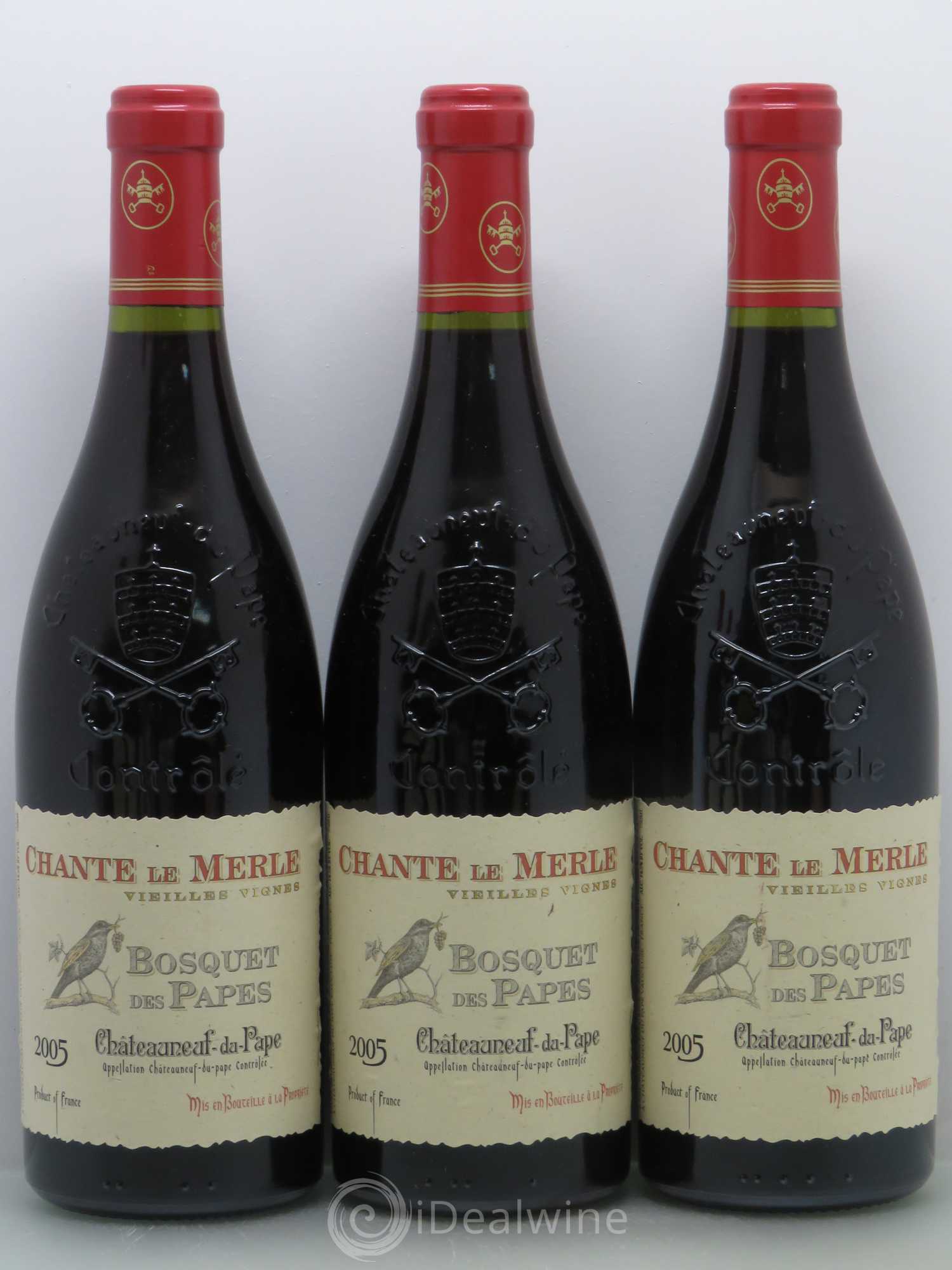 Châteauneuf-du-Pape Bosquet des Papes Chante Le Merle Vieilles Vignes Famille Boiron 2005 - Lot de 6 bouteilles - 1