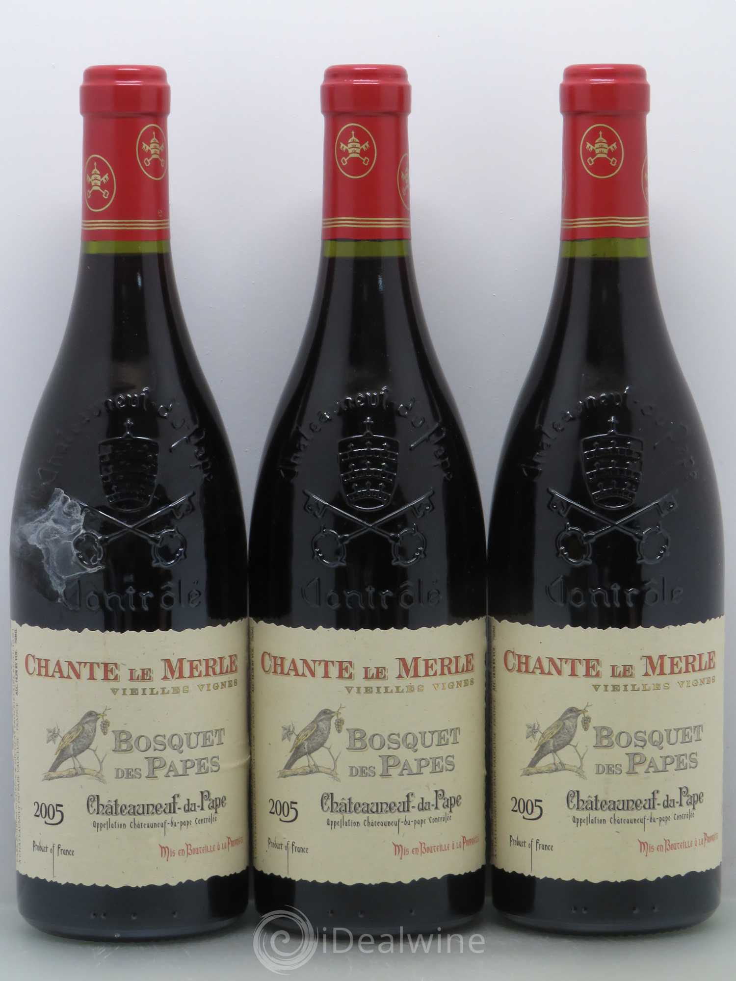 Châteauneuf-du-Pape Bosquet des Papes Chante Le Merle Vieilles Vignes Famille Boiron 2005 - Lot de 6 bouteilles - 2