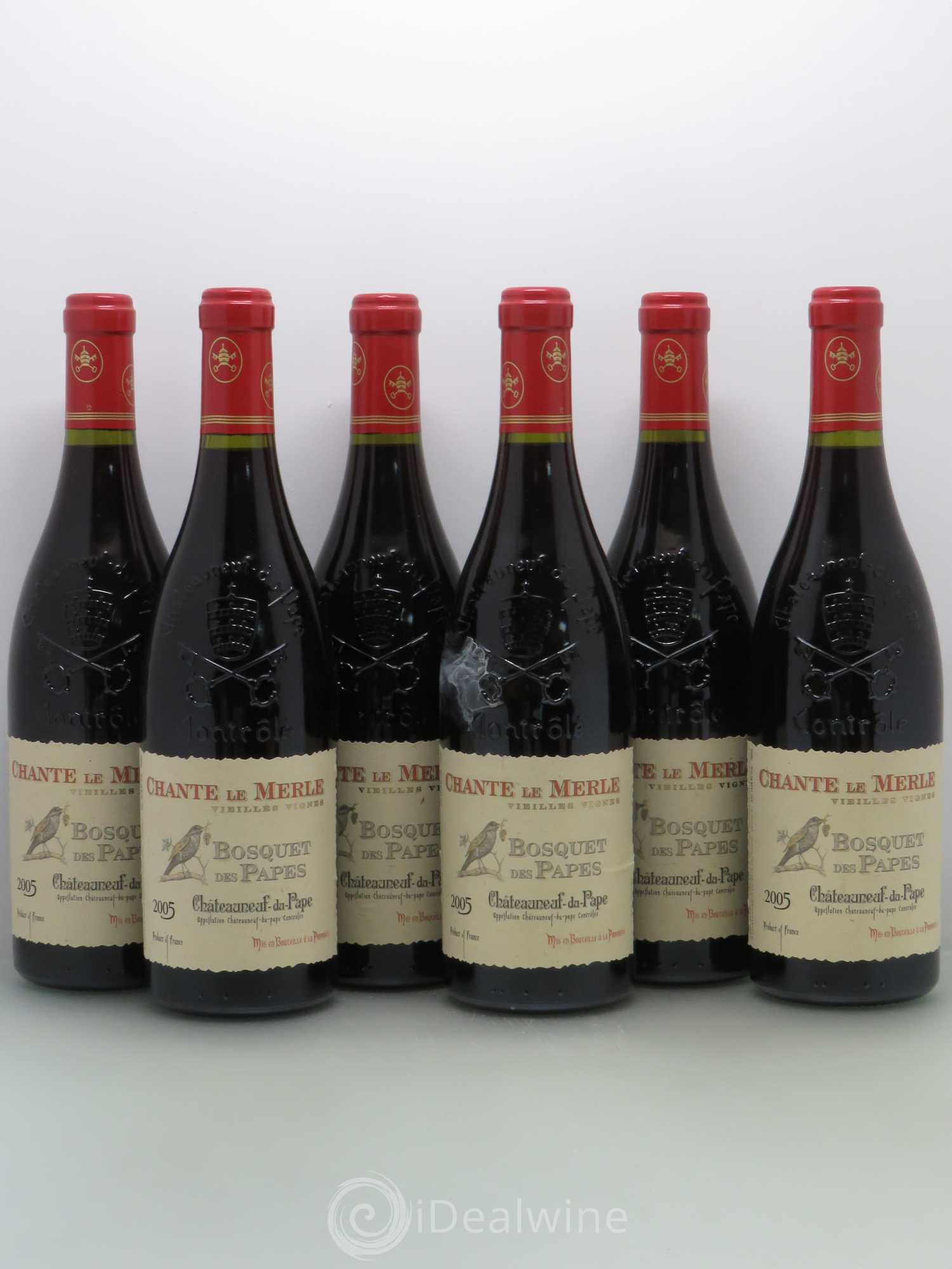 Châteauneuf-du-Pape Bosquet des Papes Chante Le Merle Vieilles Vignes Famille Boiron 2005 - Lot de 6 bouteilles - 0